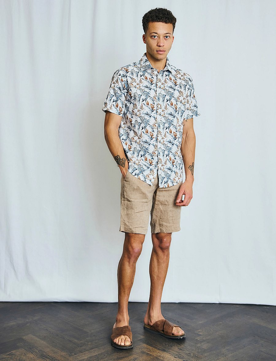 Bruun & Stengade - BS Renato Regular Fit Shorts - hørshorts - brown - 0
