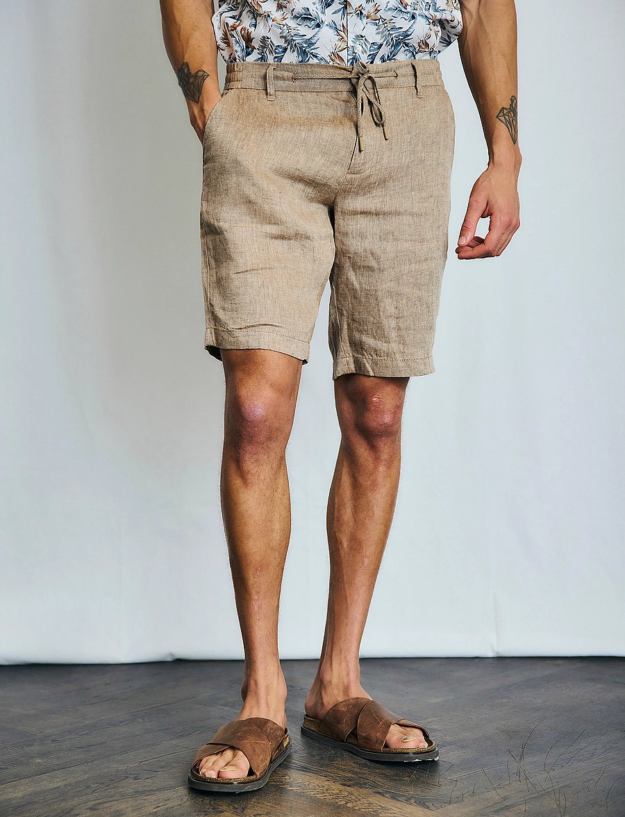Bruun & Stengade - BS Renato Regular Fit Shorts - hørshorts - brown - 4