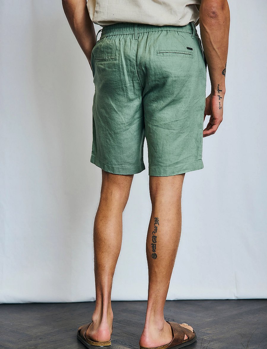 Bruun & Stengade - BS Renato Regular Fit Shorts - pellavashortsit - green - 3