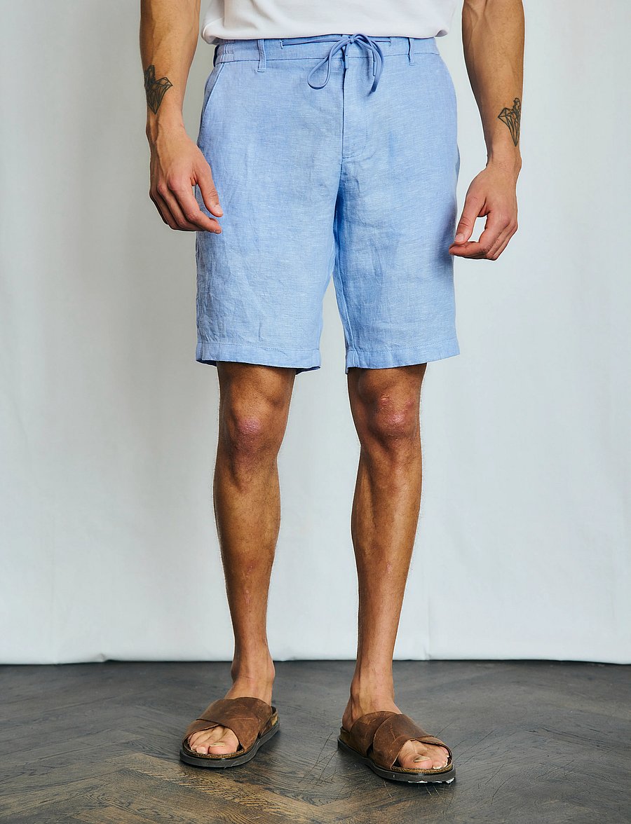 Bruun & Stengade - BS Renato Regular Fit Shorts - hørshorts - light blue - 0