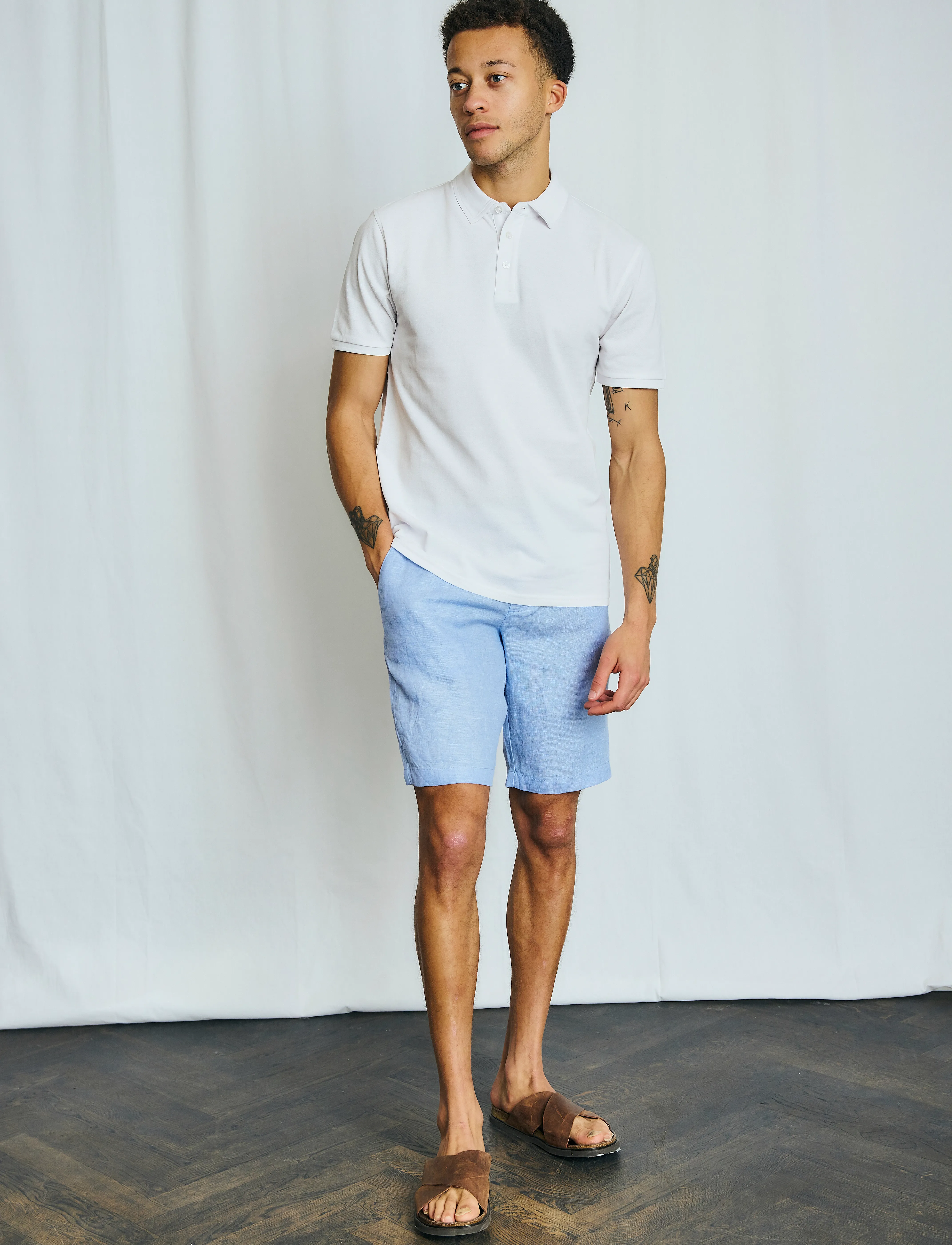 Bruun & Stengade - BS Renato Regular Fit Shorts - hørshorts - light blue - 3