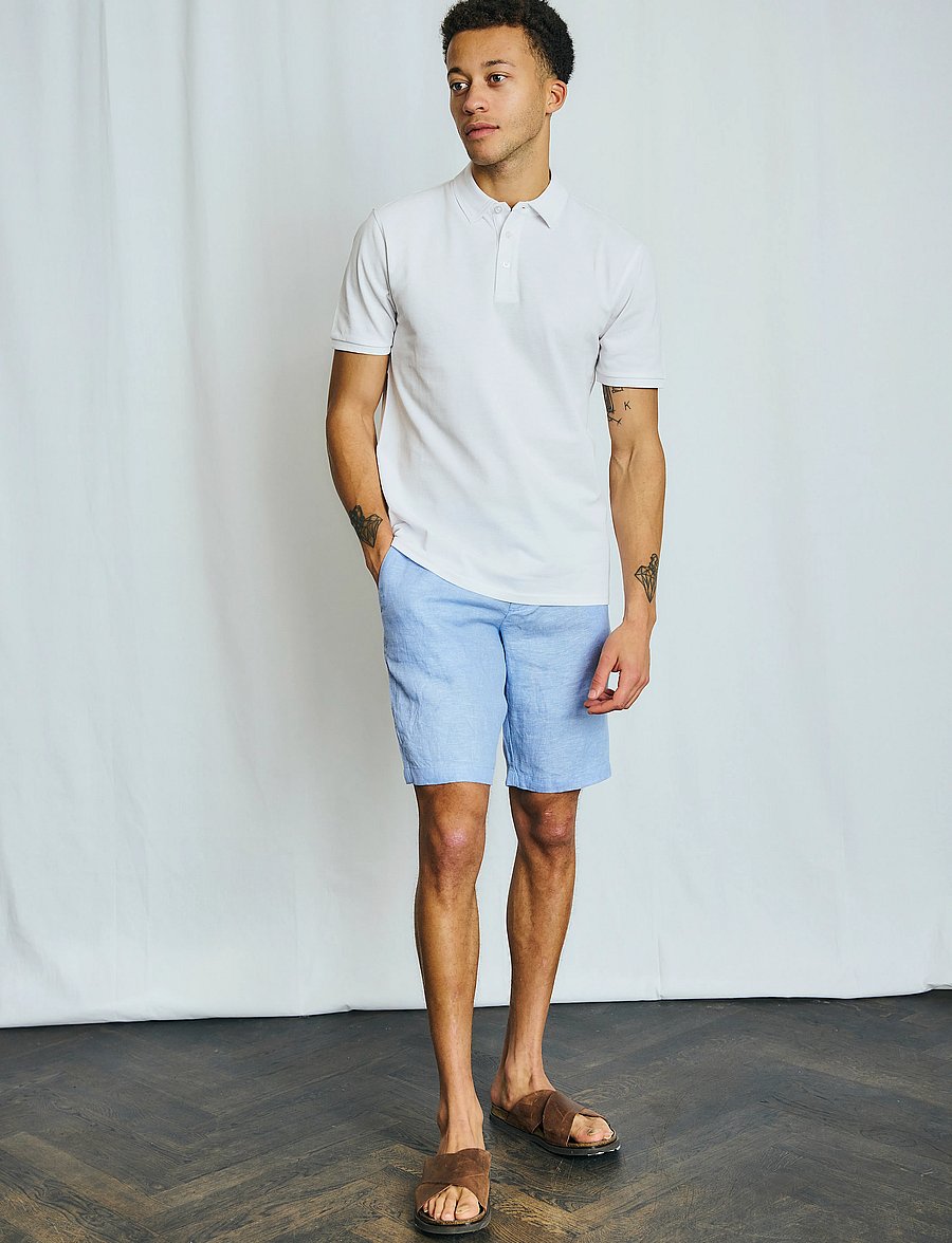 Bruun & Stengade - BS Renato Regular Fit Shorts - hørshorts - light blue - 3
