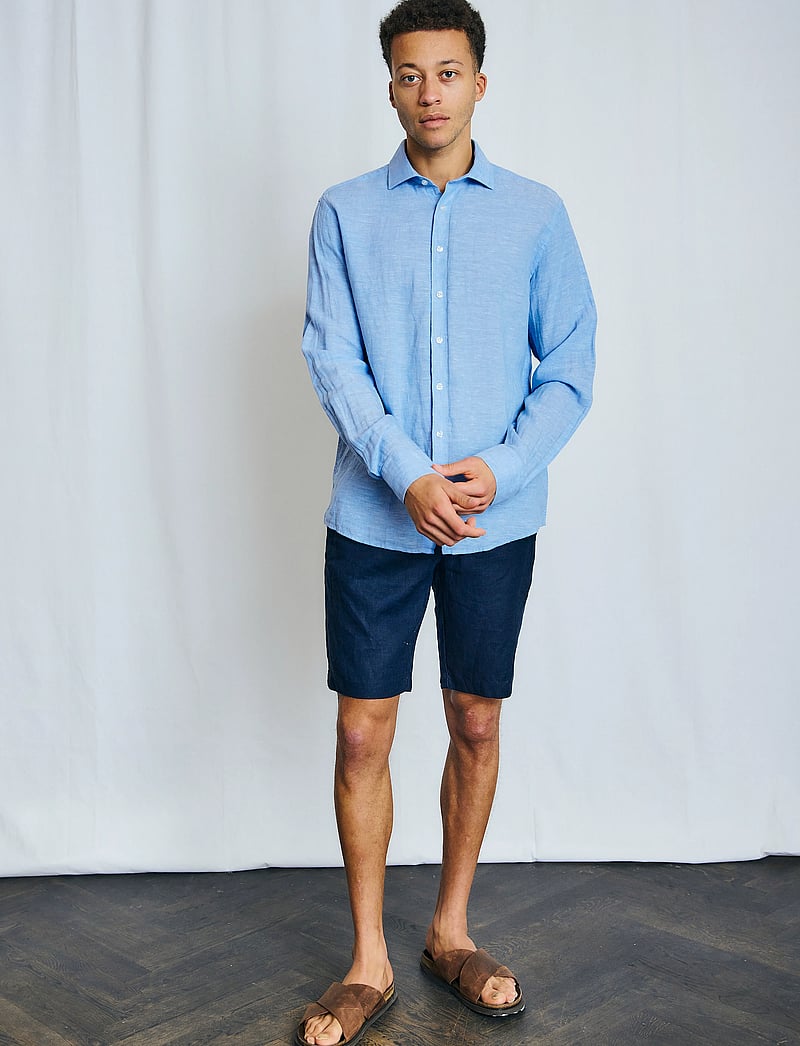 Bruun & Stengade - BS Renato Regular Fit Shorts - hørshorts - navy - 3