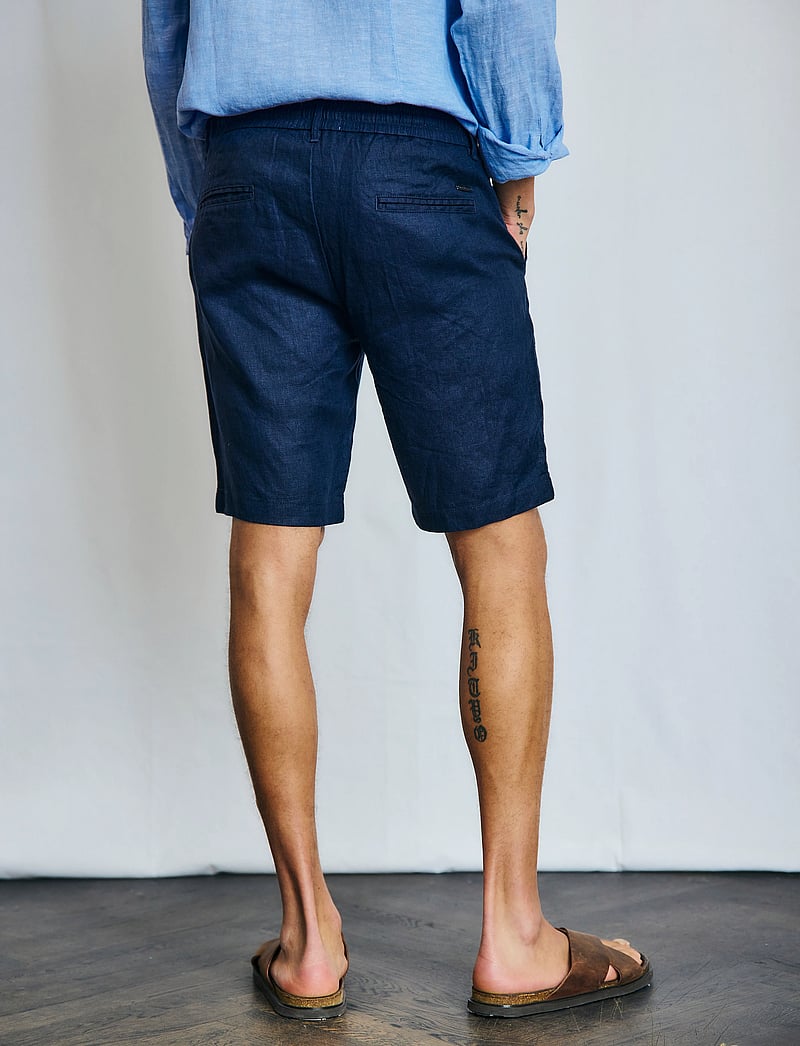 Bruun & Stengade - BS Renato Regular Fit Shorts - hørshorts - navy - 4