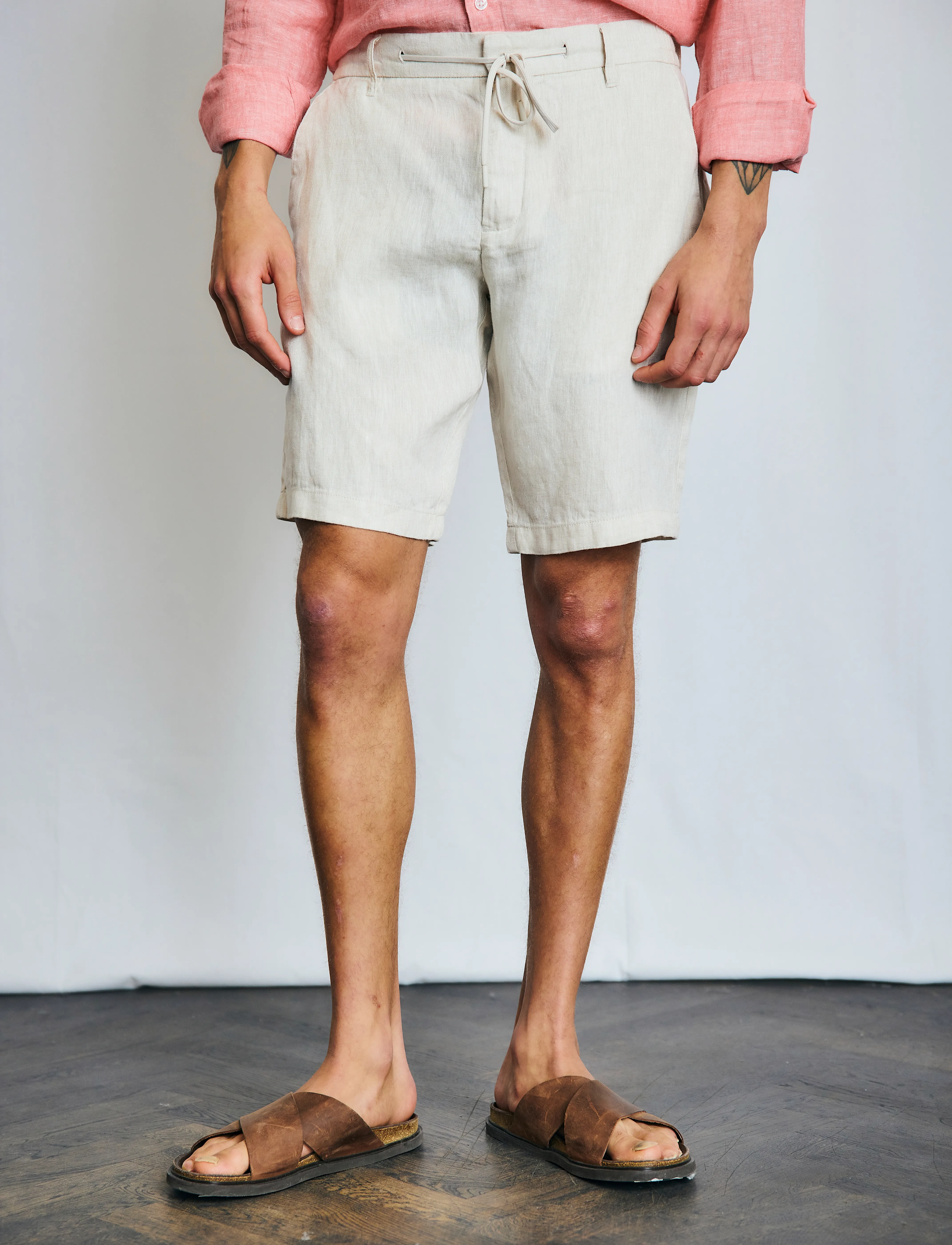Bruun & Stengade - BS Renato Regular Fit Shorts - leinen-shorts - sand - 3