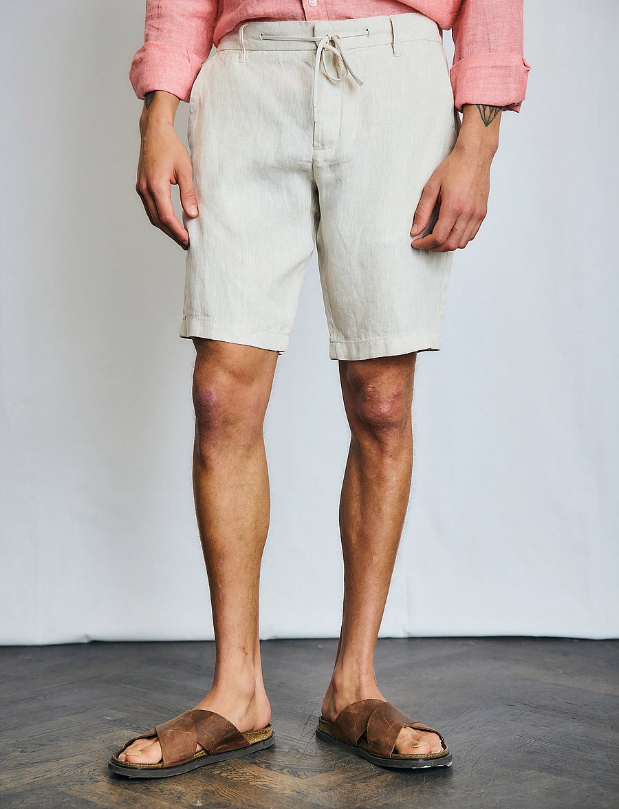 Bruun & Stengade - BS Renato Regular Fit Shorts - leinen-shorts - sand - 3