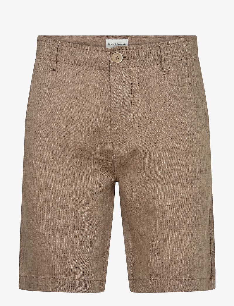 Bruun & Stengade - BS Peppon Regular Fit Shorts - leinen-shorts - brown - 1