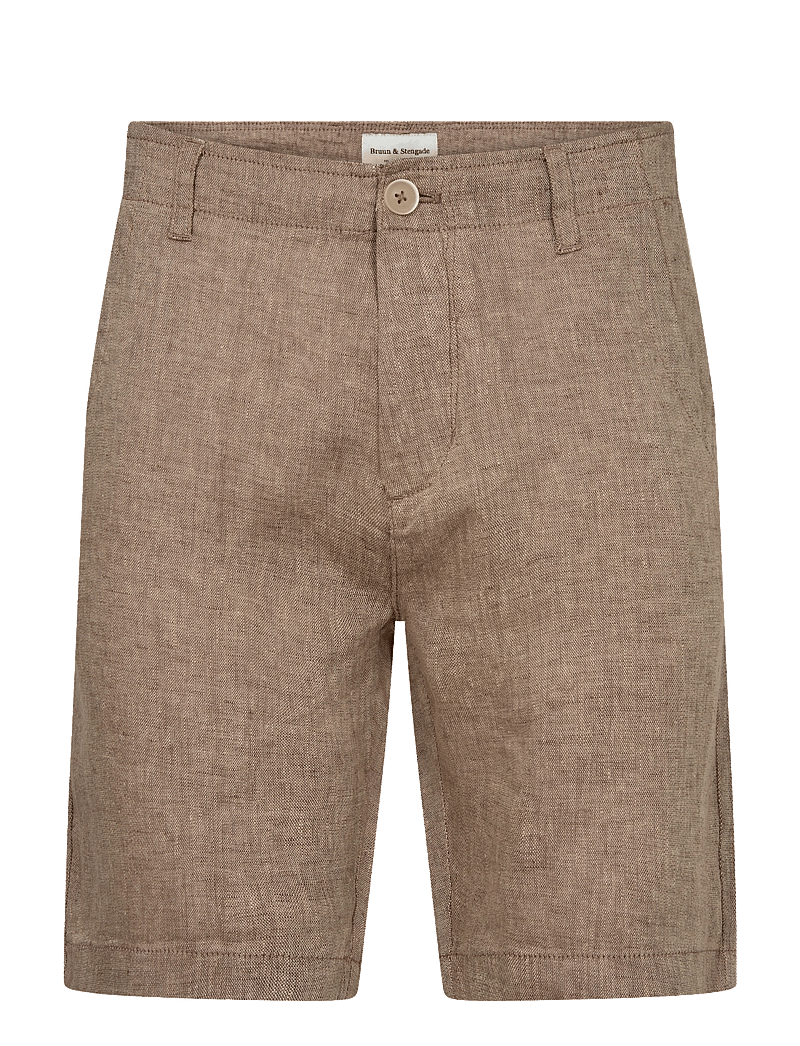 Bruun & Stengade - BS Peppon Regular Fit Shorts - leinen-shorts - brown - 2