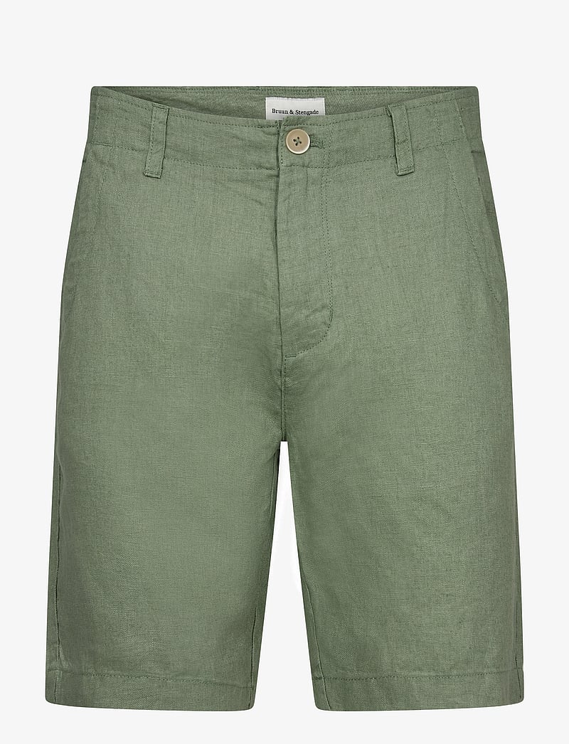 Bruun & Stengade - BS Peppon Regular Fit Shorts - linased lühikesed püksid - green - 1