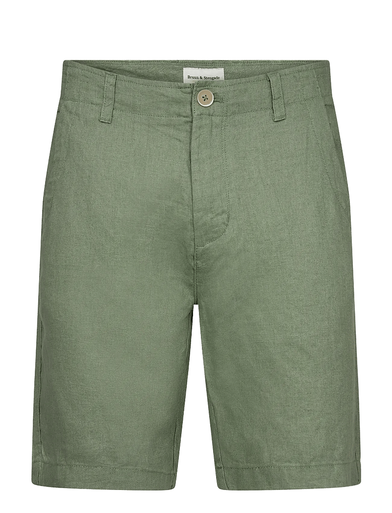 Bruun & Stengade - BS Peppon Regular Fit Shorts - linased lühikesed püksid - green - 2