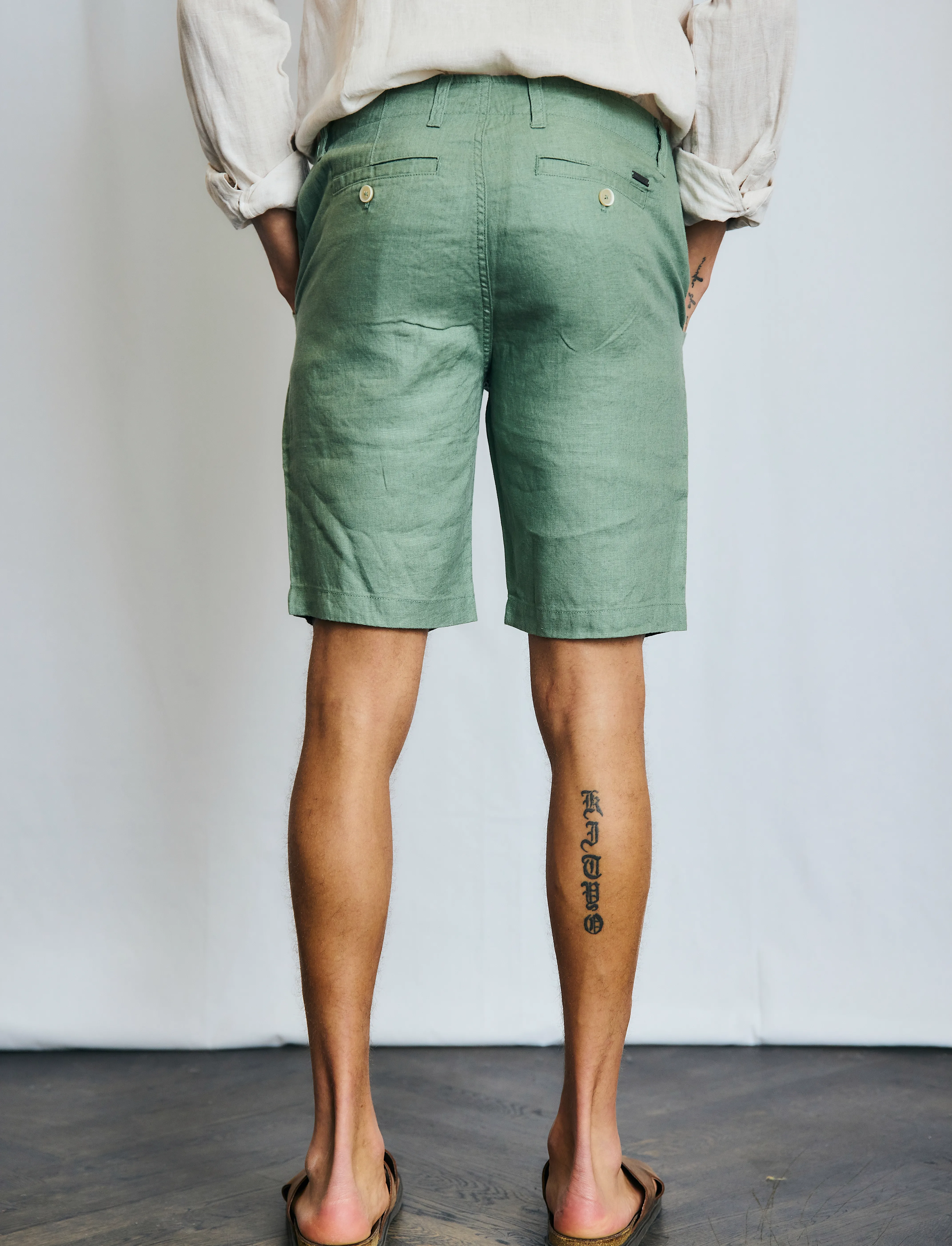 Bruun & Stengade - BS Peppon Regular Fit Shorts - linen shorts - green - 5