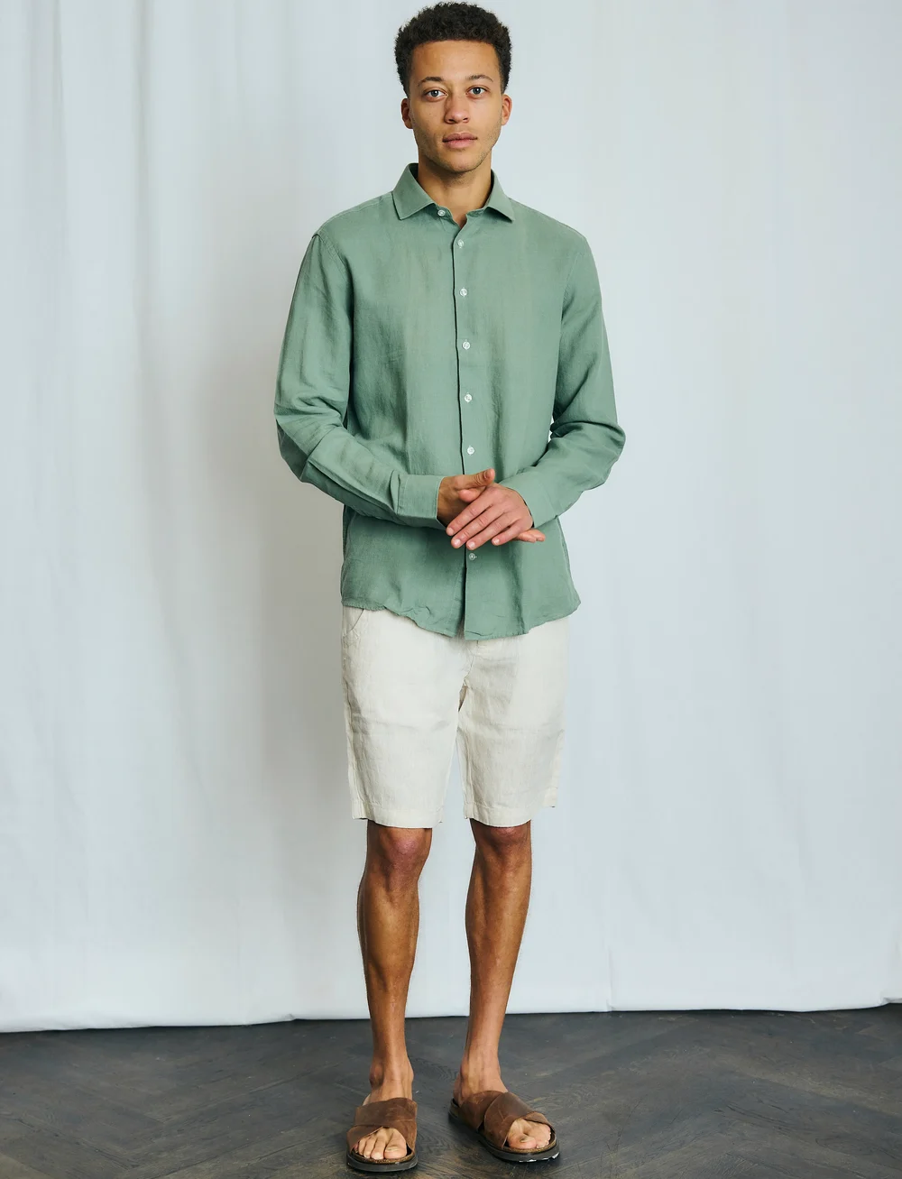 Bruun & Stengade - BS Peppon Regular Fit Shorts - leinen-shorts - sand - 4