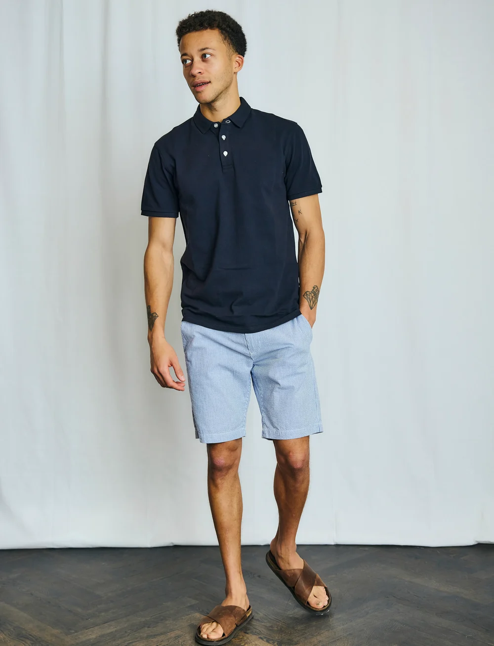 Bruun & Stengade - BS Ferit Regular Fit Shorts - chino lühikesed püksid - blue/white - 0