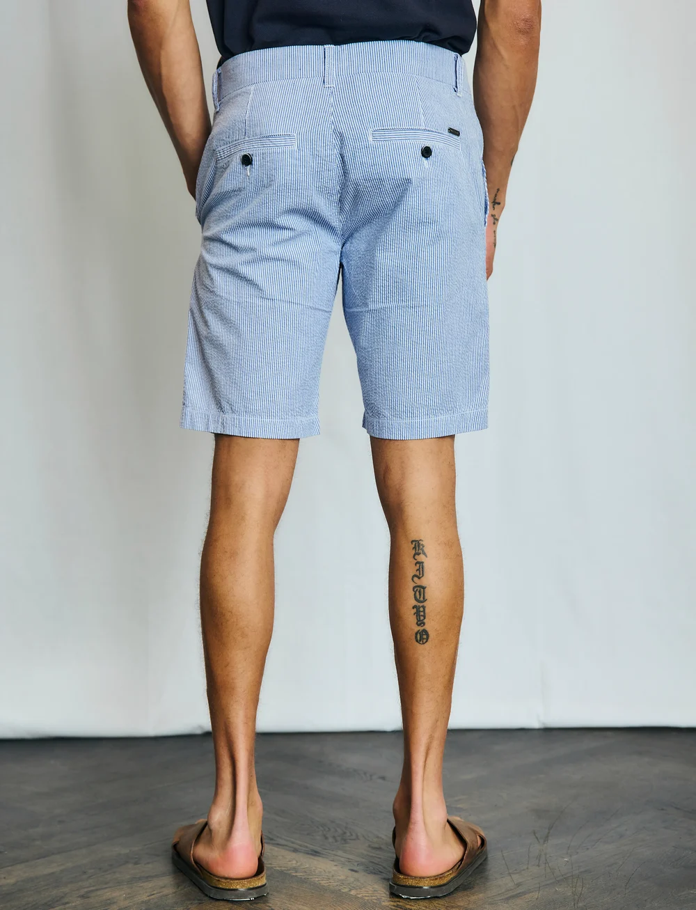 Bruun & Stengade - BS Ferit Regular Fit Shorts - chino lühikesed püksid - blue/white - 4