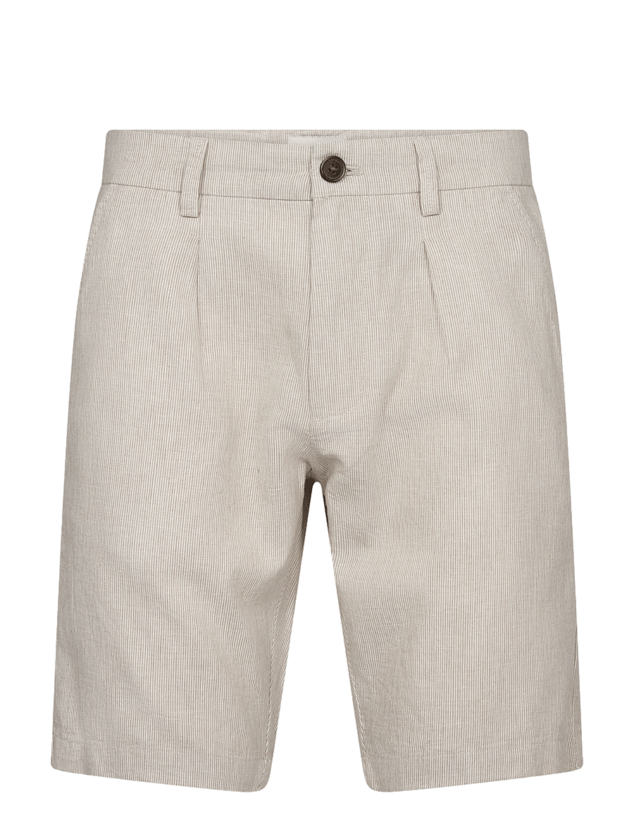 Bruun & Stengade - BS Apollon Regular Fit Shorts - leinen-shorts - beige/white - 2