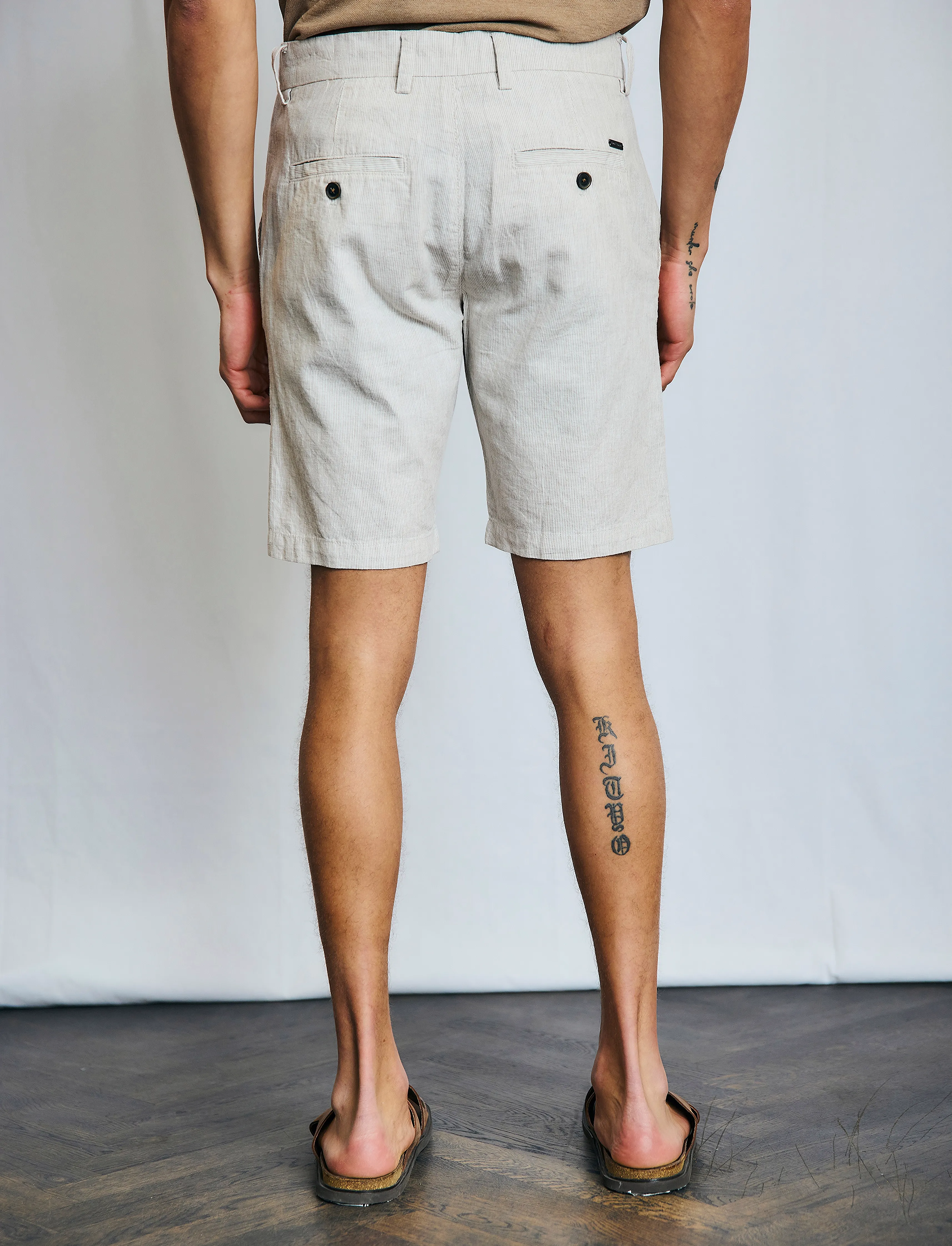 Bruun & Stengade - BS Apollon Regular Fit Shorts - leinen-shorts - beige/white - 5