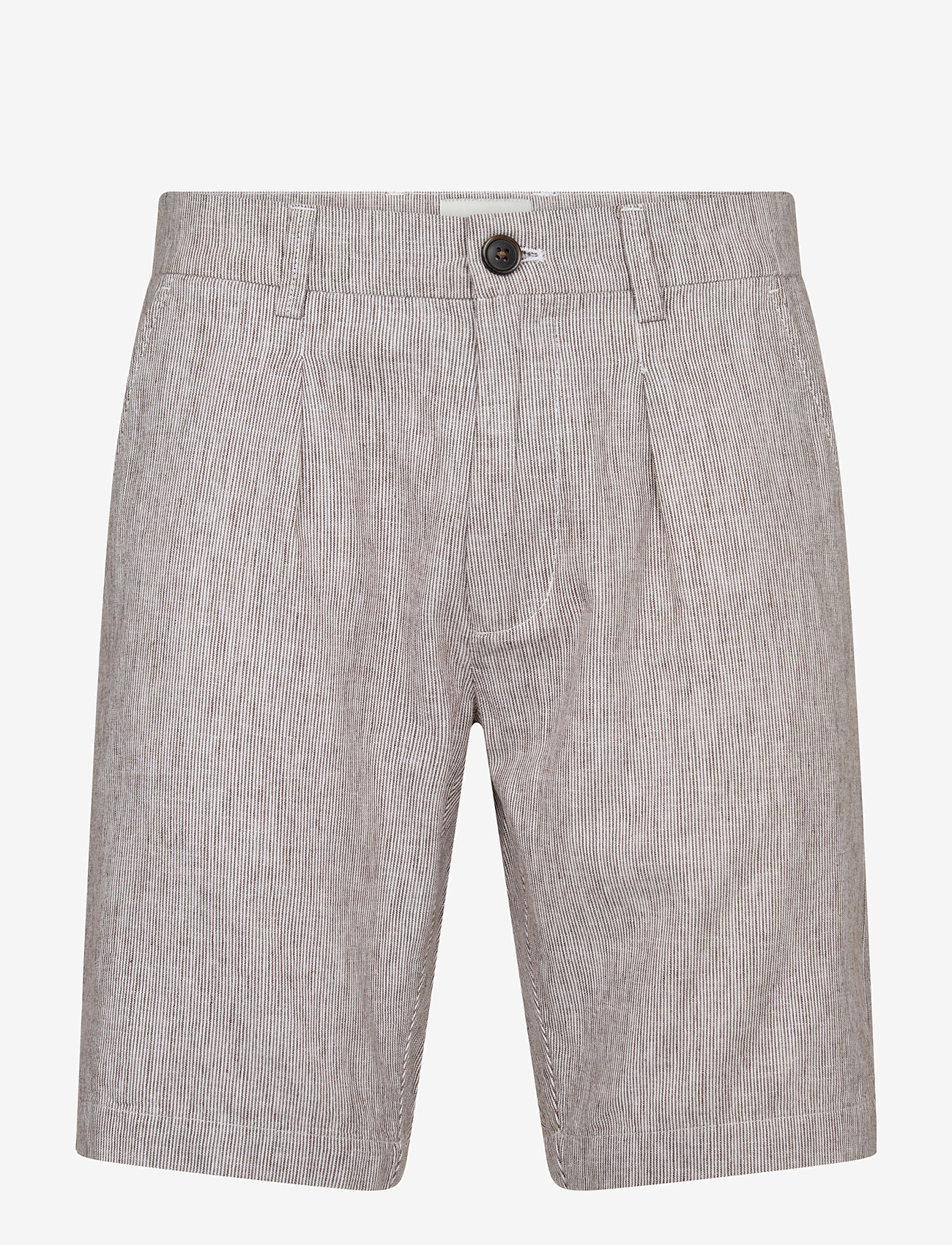 Bruun & Stengade - BS Apollon Regular Fit Shorts - hørshorts - brown/white - 1