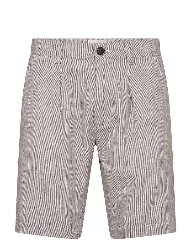 Bruun & Stengade - BS Apollon Regular Fit Shorts - hørshorts - brown/white - 1