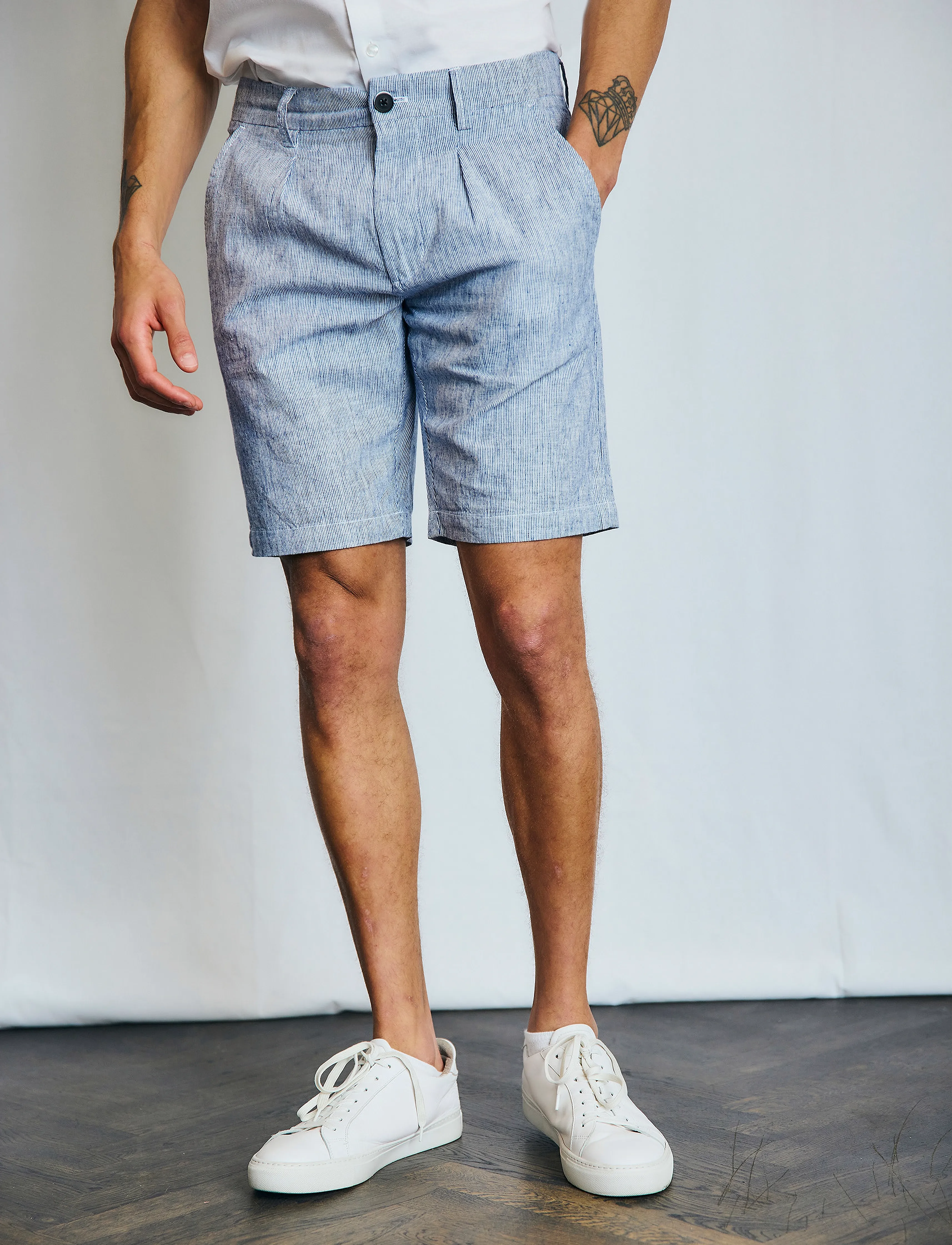Bruun & Stengade BS Apollon Regular Fit Shorts - Kollektionen - NAVY/WHITE / blue
