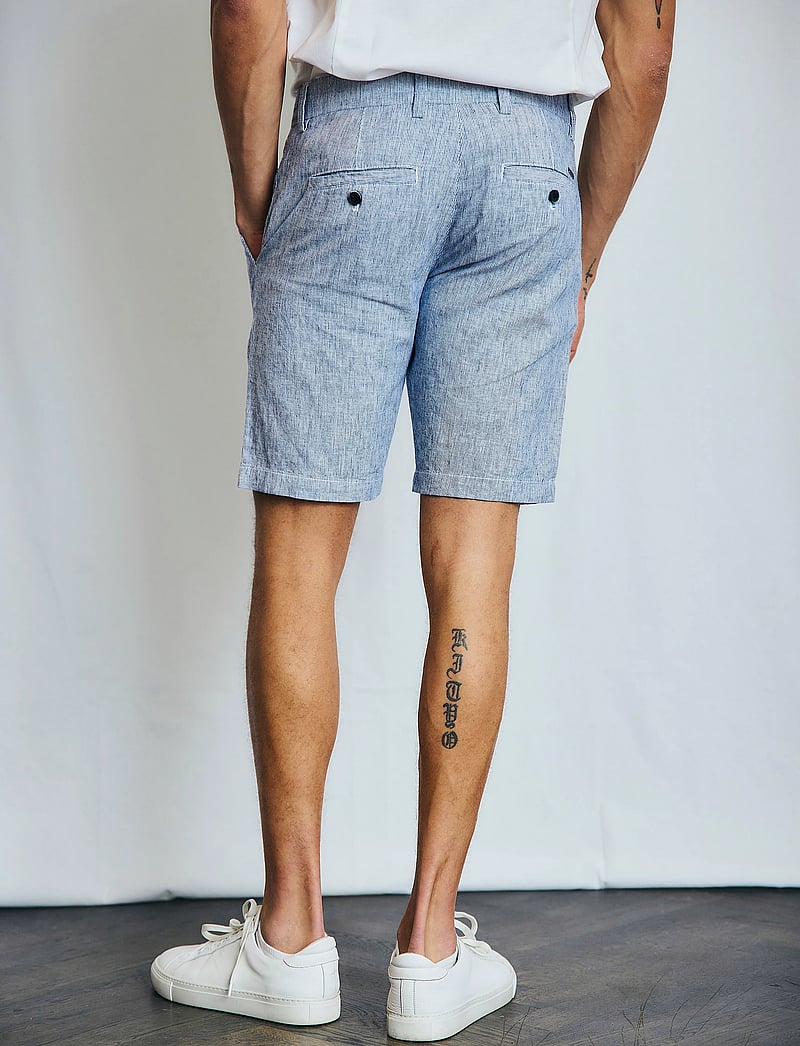 Bruun & Stengade - BS Apollon Regular Fit Shorts - hørshorts - navy/white - 4