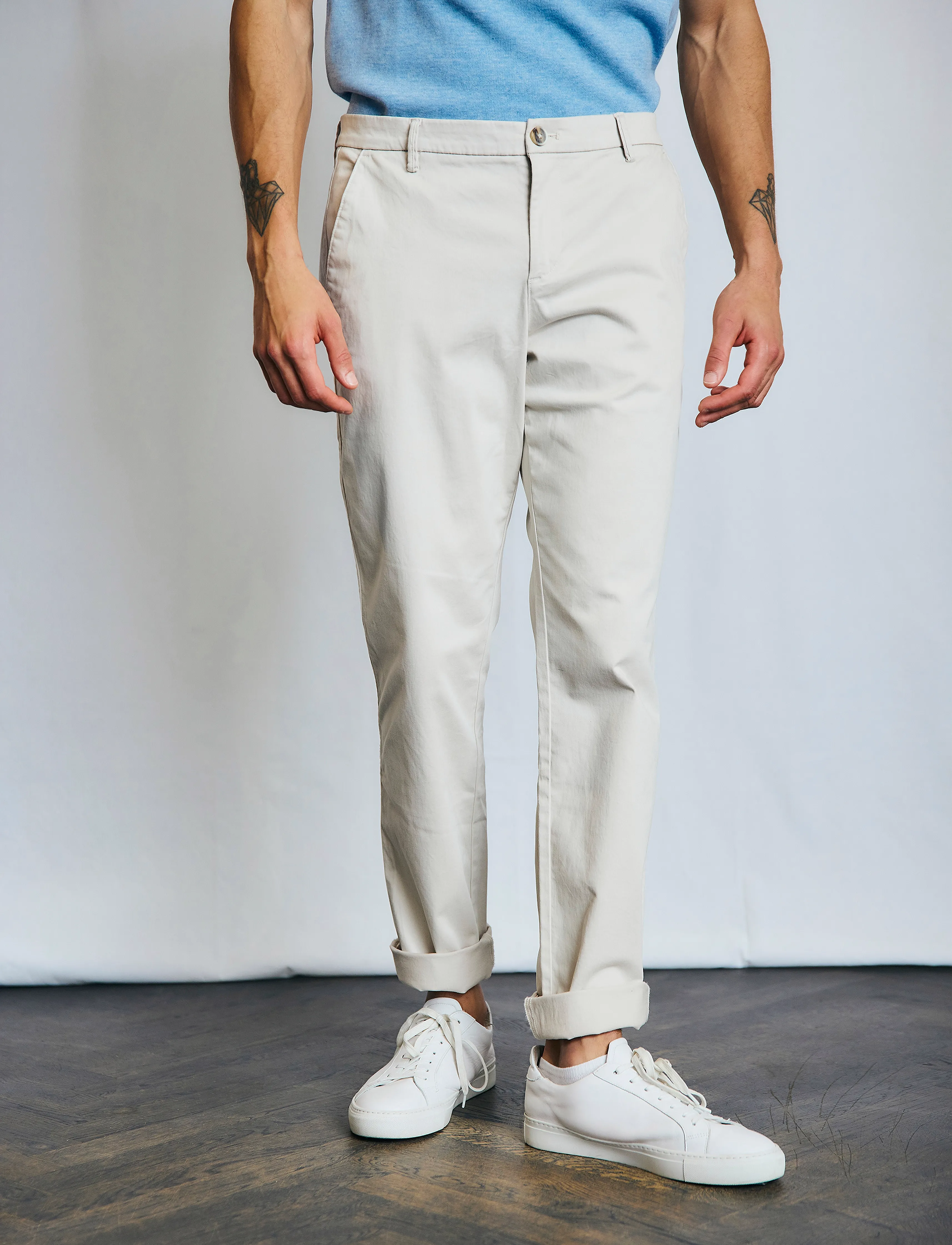 Bruun & Stengade Bs Olav Regular Fit Chinos, 29-34, Trousers, Creme - Männerswear