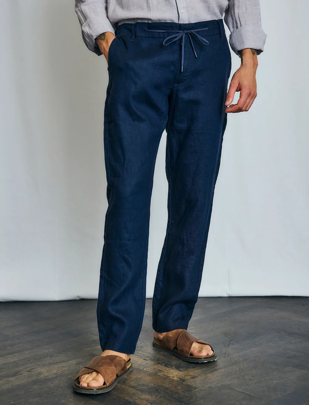 Bruun & Stengade - BS Ervis Regular Fit Chinos - hørbukser - navy - 3