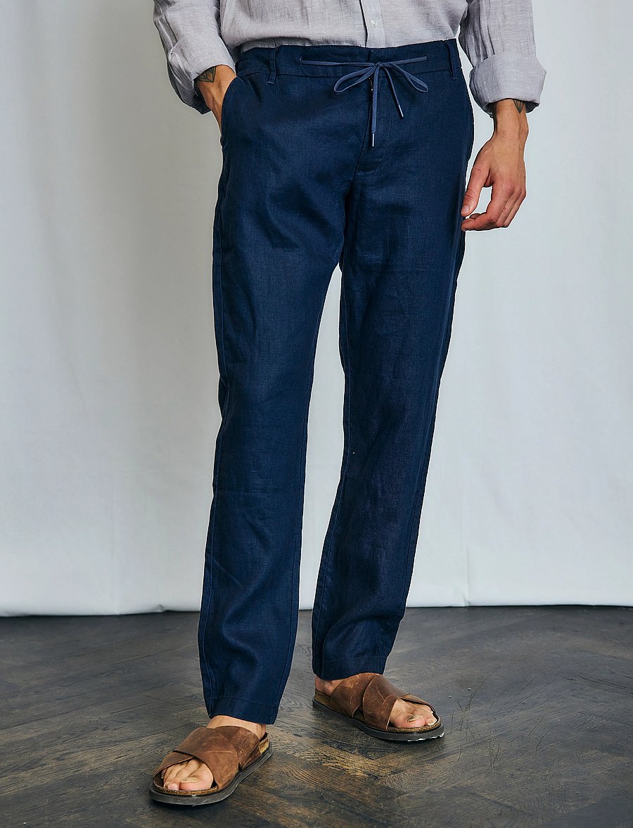 Bruun & Stengade - BS Ervis Regular Fit Chinos - hørbukser - navy - 3
