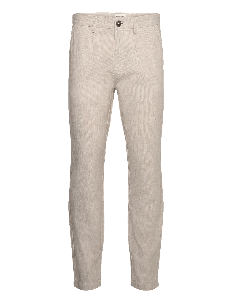Bruun & Stengade - BS Ikaros Slim Fit Chinos - linen trousers - beige/white - 0