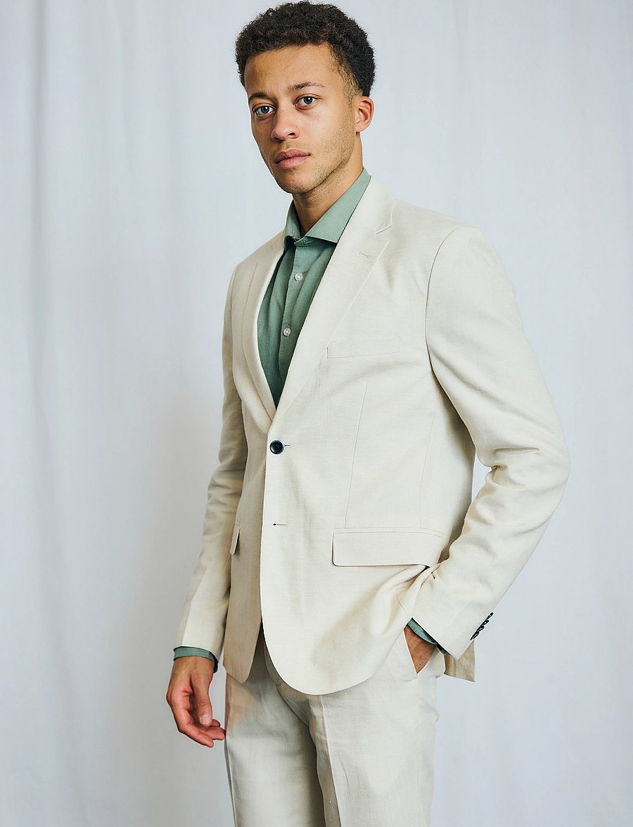 Bruun & Stengade - BS Pollino Classic Fit Blazer - single breasted blazers - beige - 0