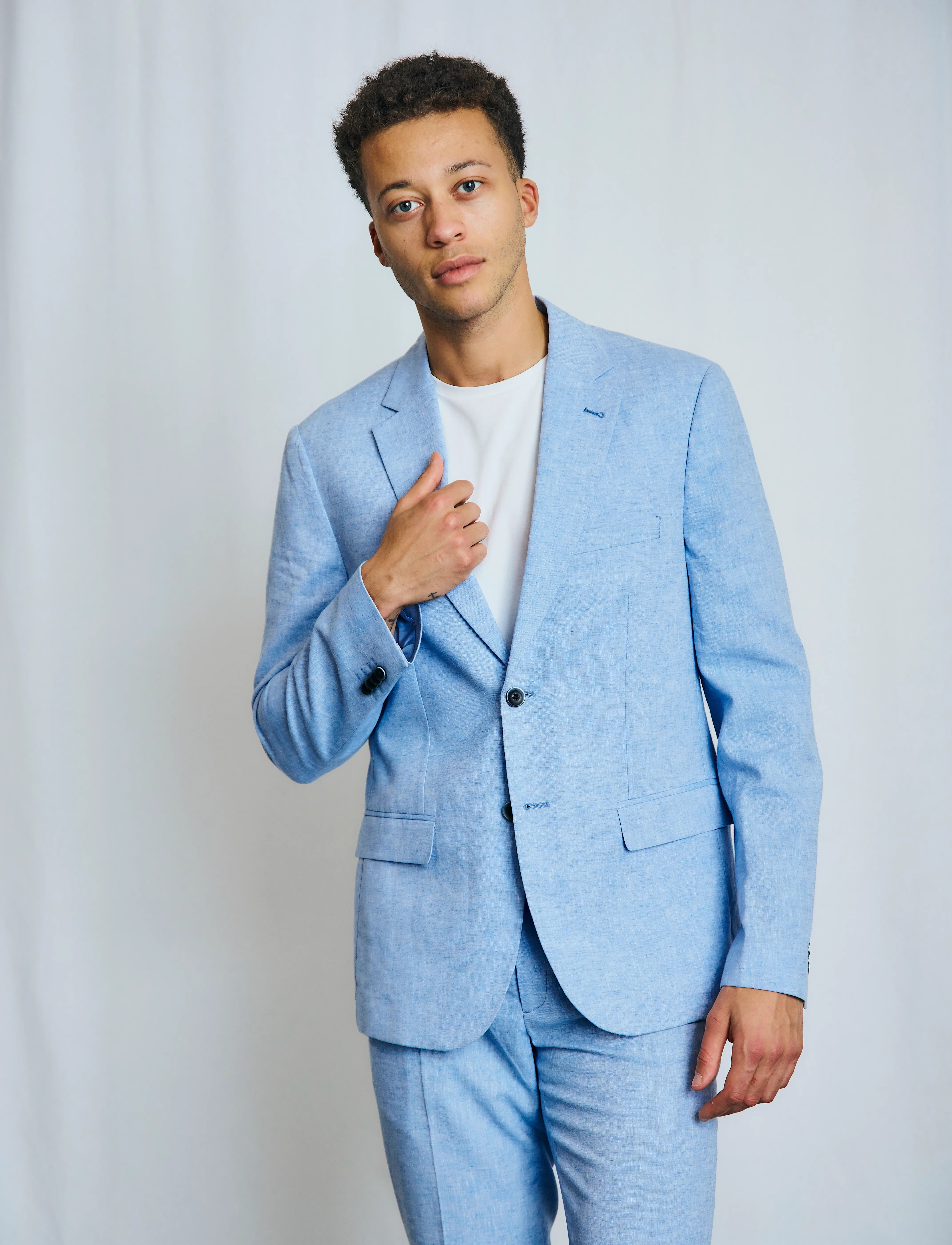 Bruun & Stengade - BS Pollino Classic Fit Blazer - enkeltradede blazere - light blue - 3