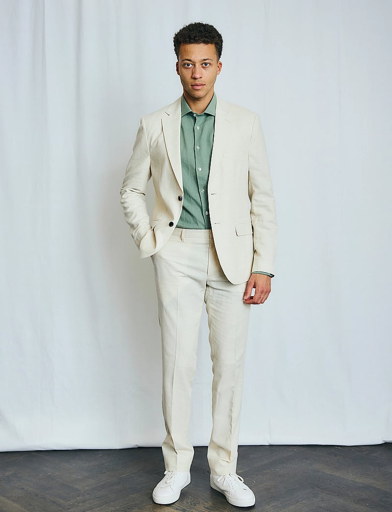 Bruun & Stengade - BS Pollino Classic Fit Suit Pants - jakkesætbukser i hør - beige - 0