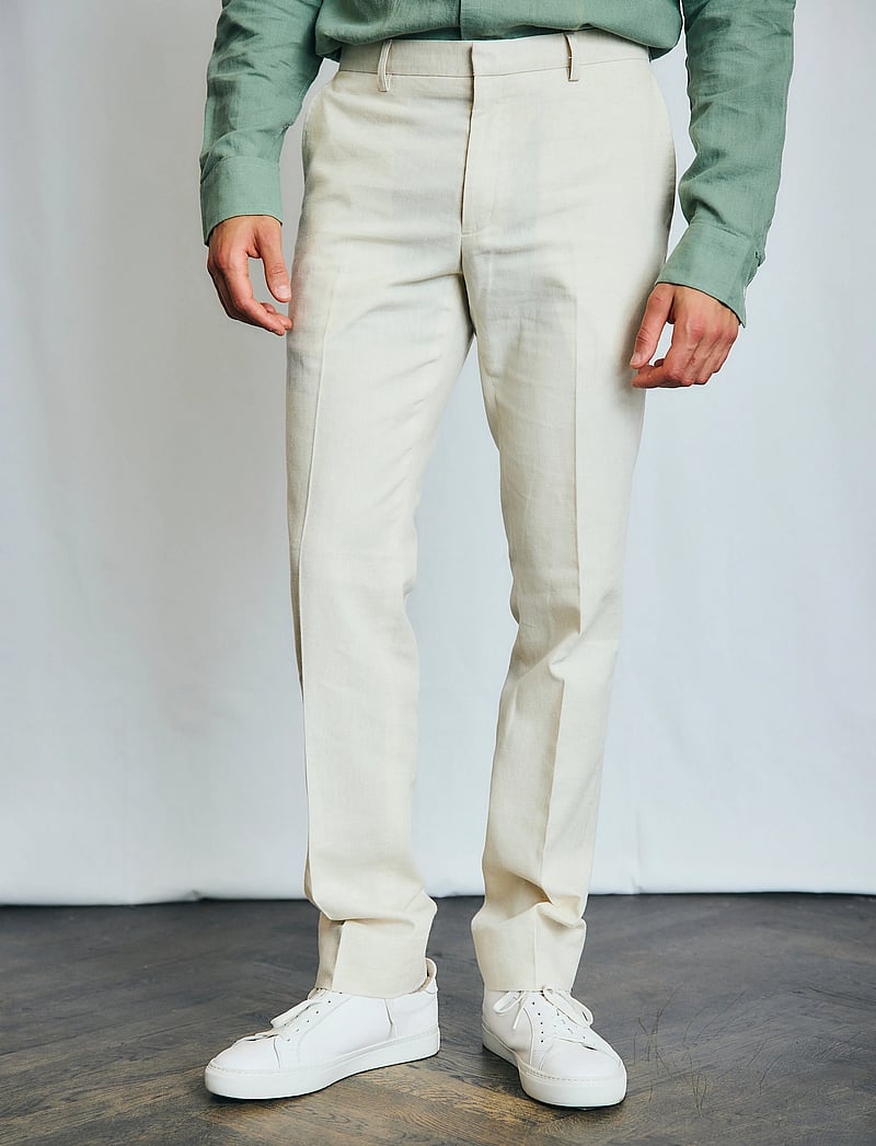 Bruun & Stengade - BS Pollino Classic Fit Suit Pants - jakkesætbukser i hør - beige - 3