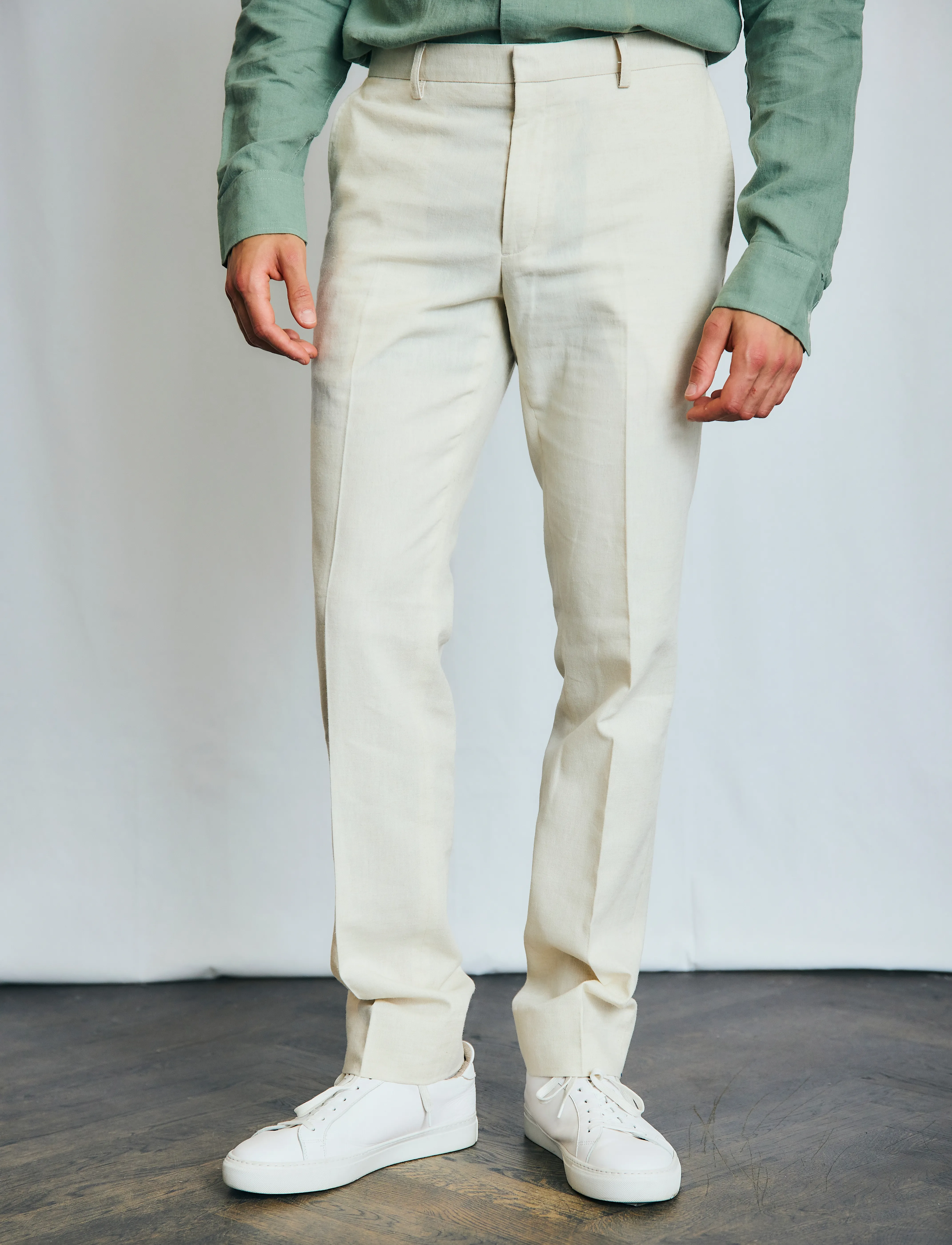 Bruun & Stengade - BS Pollino Classic Fit Suit Pants - jakkesætbukser i hør - beige - 3
