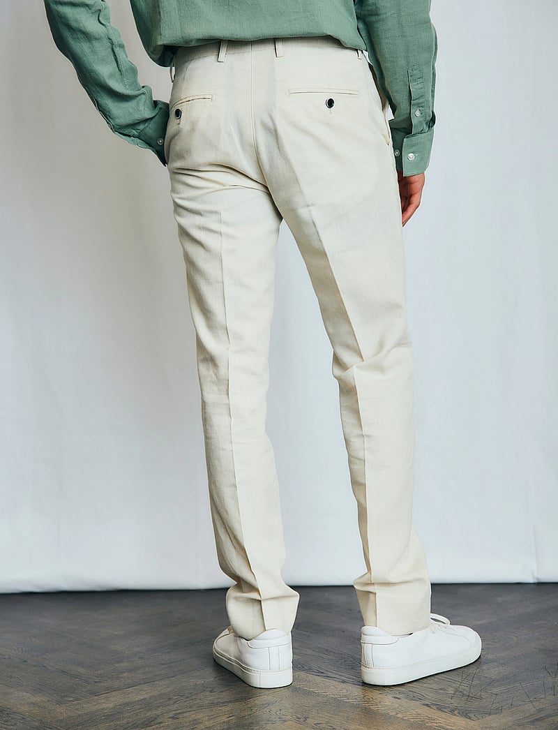 Bruun & Stengade - BS Pollino Classic Fit Suit Pants - jakkesætbukser i hør - beige - 4