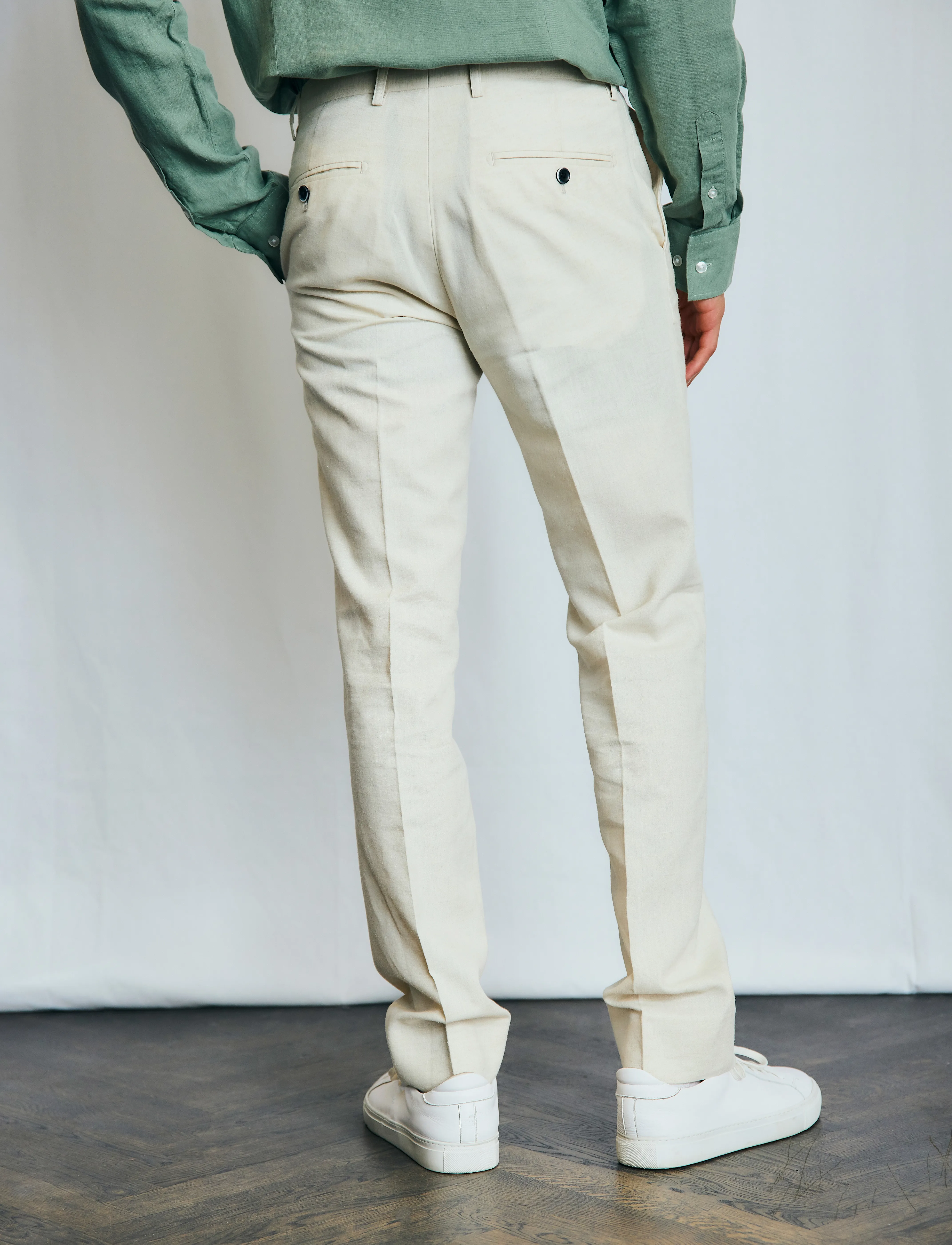 Bruun & Stengade - BS Pollino Classic Fit Suit Pants - jakkesætbukser i hør - beige - 4