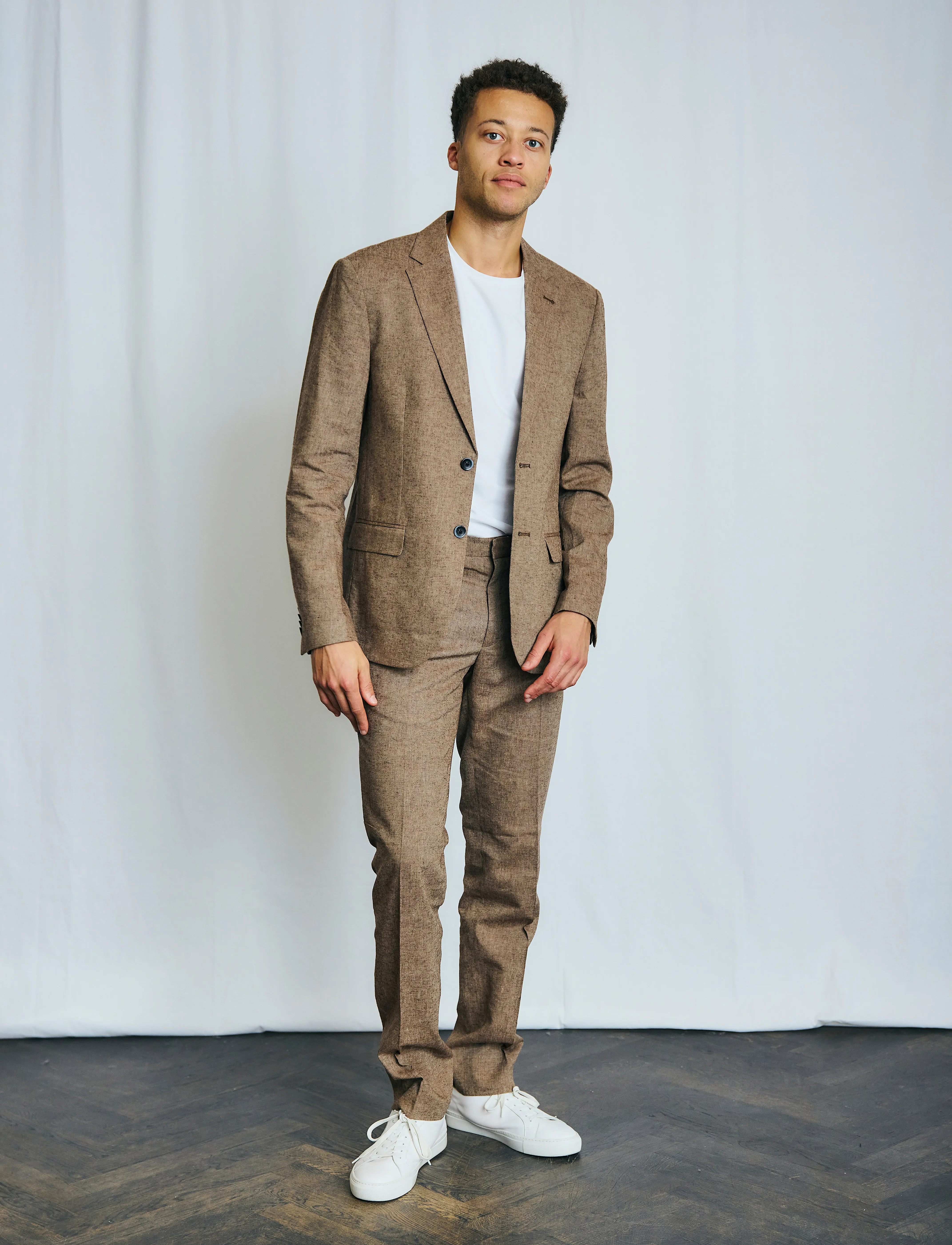 Bruun & Stengade - BS Pollino Classic Fit Suit Pants - lniane spodnie garniturowe - brown - 3