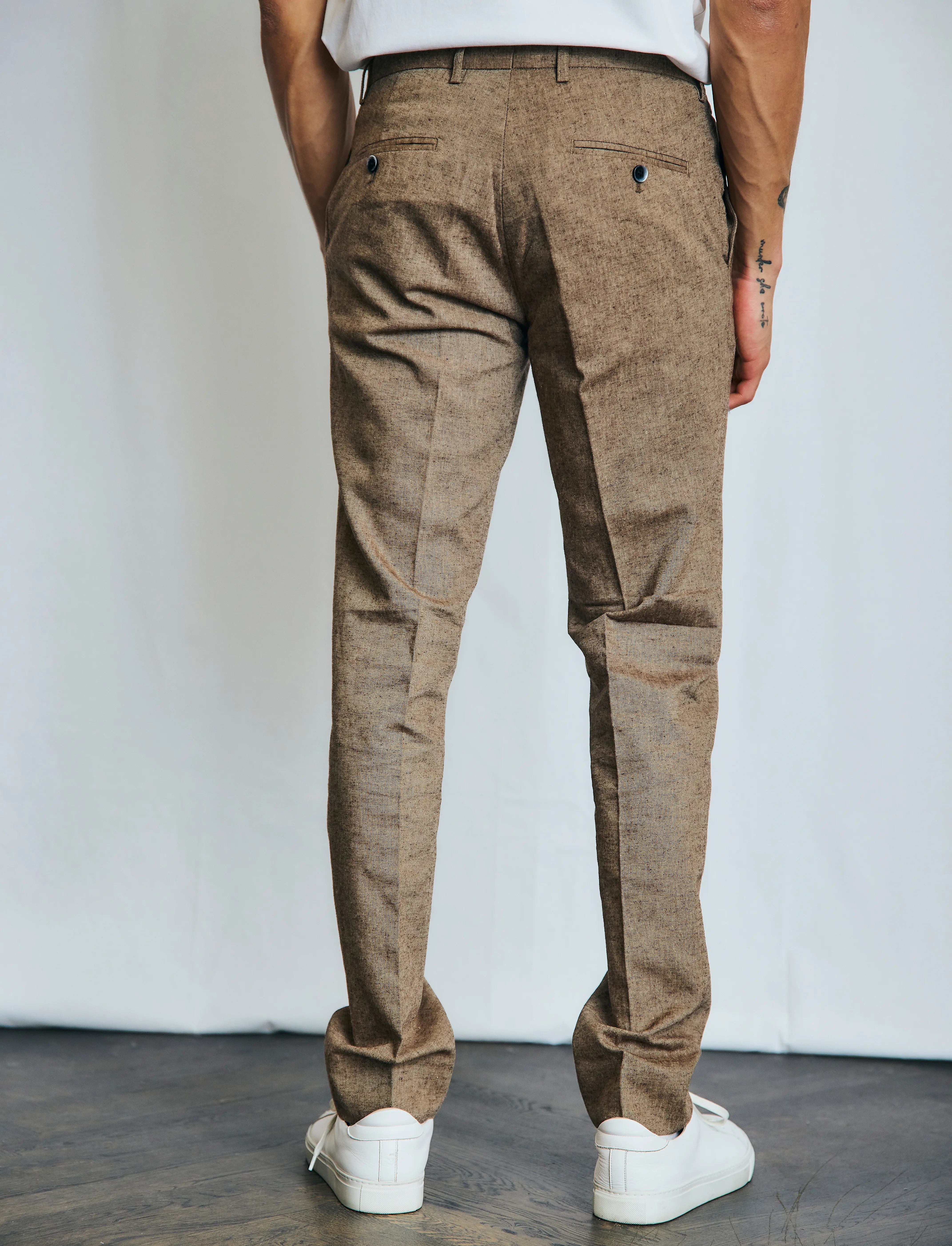Bruun & Stengade - BS Pollino Classic Fit Suit Pants - lniane spodnie garniturowe - brown - 4