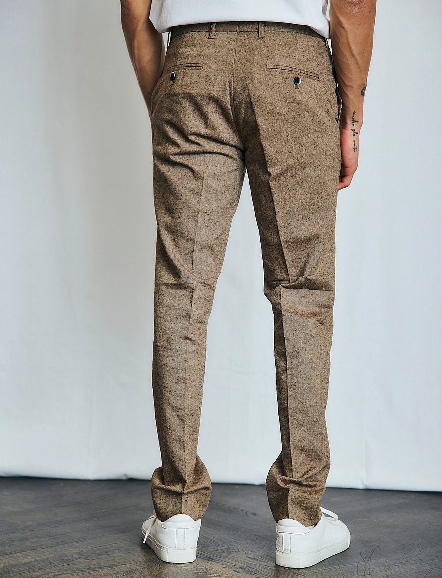 Bruun & Stengade - BS Pollino Classic Fit Suit Pants - lniane spodnie garniturowe - brown - 4