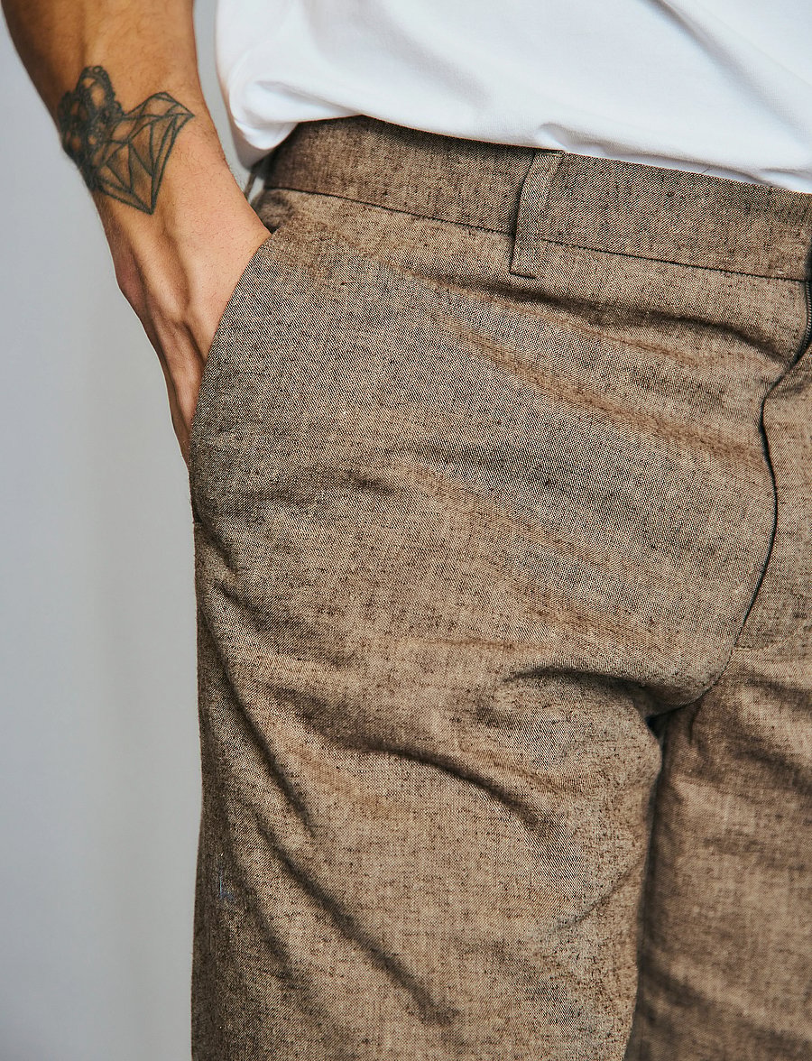 Bruun & Stengade - BS Pollino Classic Fit Suit Pants - lniane spodnie garniturowe - brown - 5