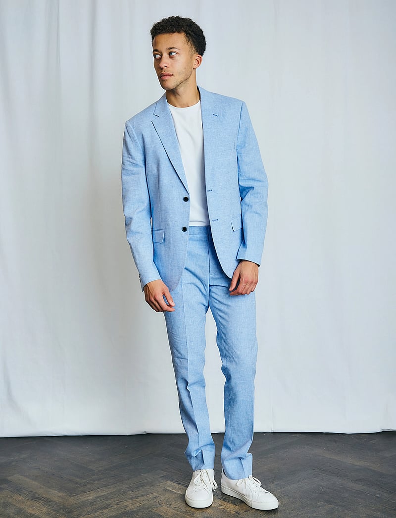 Bruun & Stengade - BS Pollino Classic Fit Suit Pants - linased ülikonnapüksid - light blue - 0
