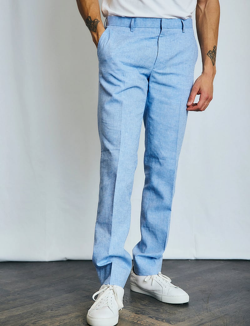 Bruun & Stengade - BS Pollino Classic Fit Suit Pants - linased ülikonnapüksid - light blue - 3