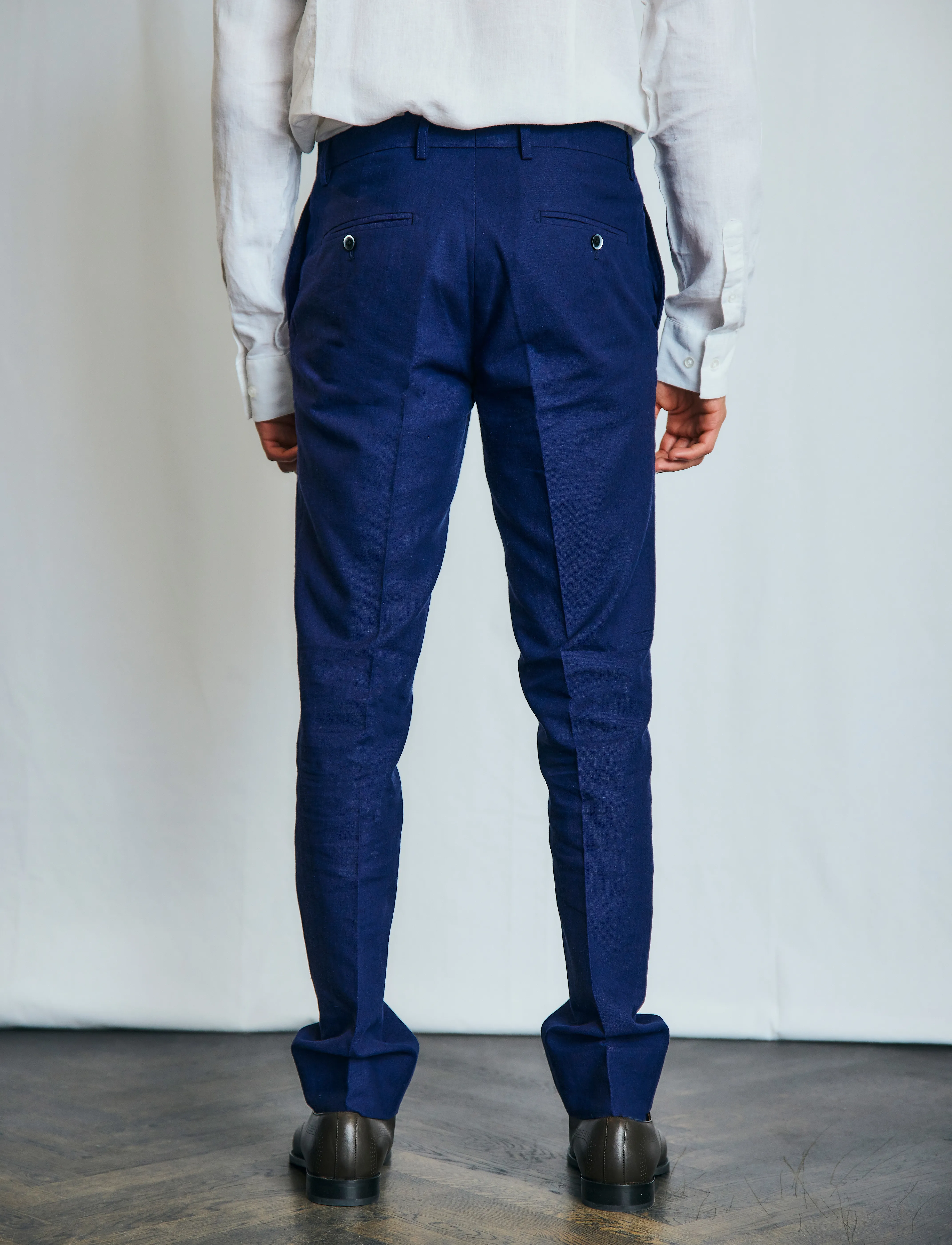 Bruun & Stengade - BS Pollino Classic Fit Suit Pants - jakkesætbukser i hør - navy - 3