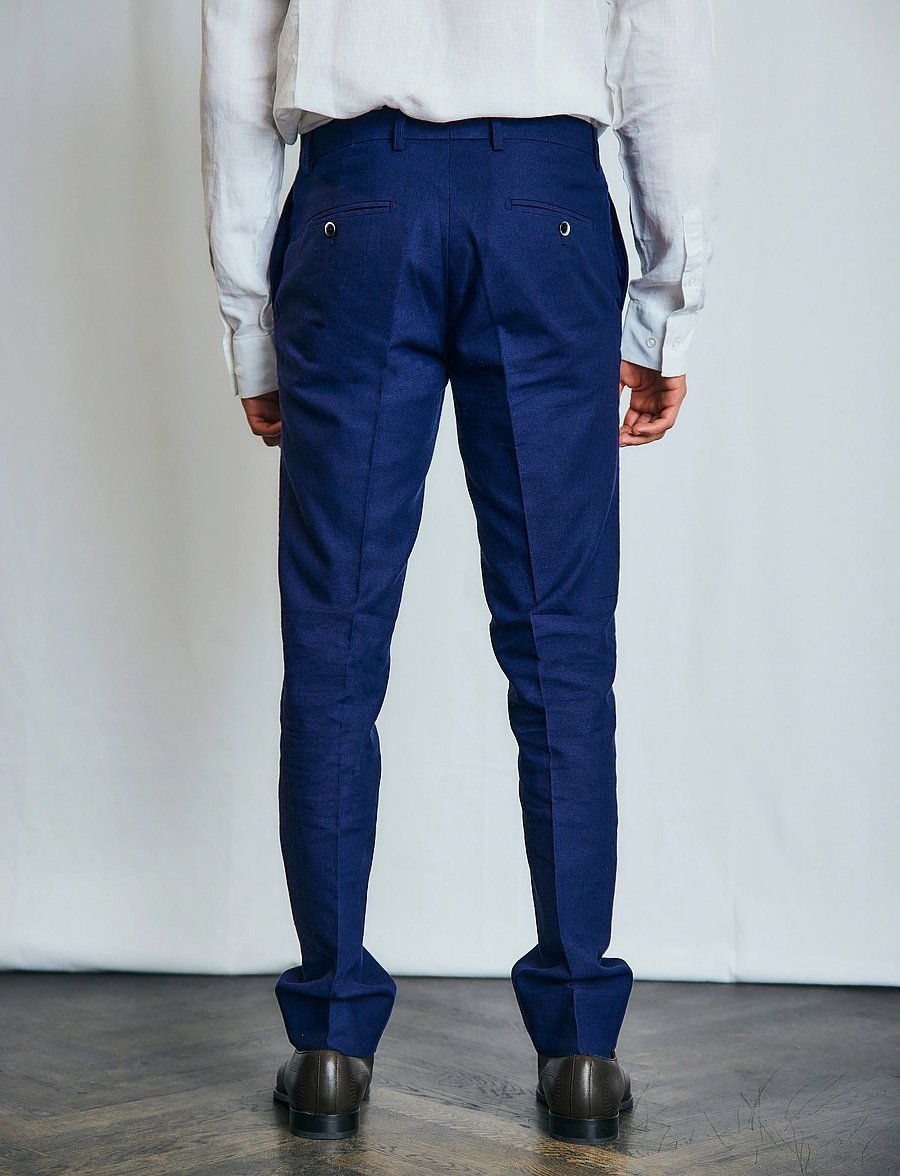 Bruun & Stengade - BS Pollino Classic Fit Suit Pants - jakkesætbukser i hør - navy - 3