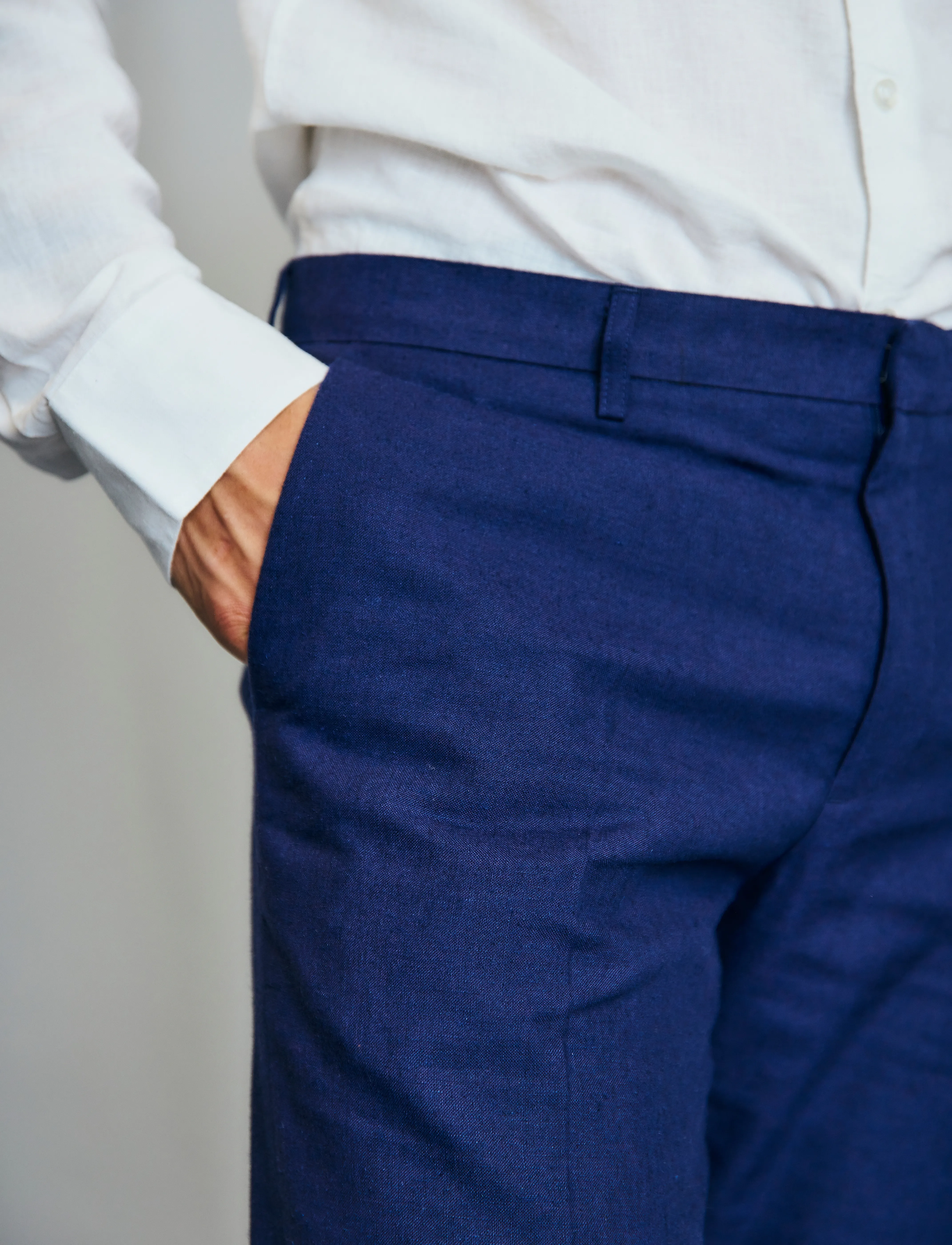 Bruun & Stengade - BS Pollino Classic Fit Suit Pants - jakkesætbukser i hør - navy - 4