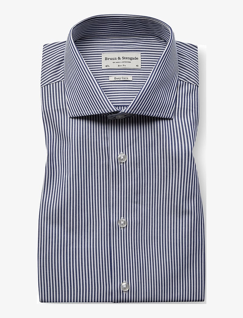 Bruun & Stengade - BS Mackenzie Slim Fit Shirt - pidulikud särgid - navy/white - 1