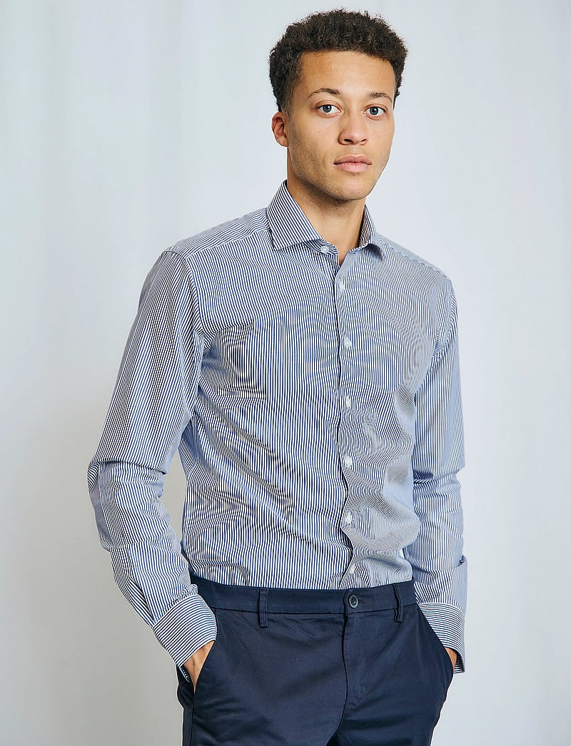 Bruun & Stengade - BS Mackenzie Slim Fit Shirt - pidulikud särgid - navy/white - 4