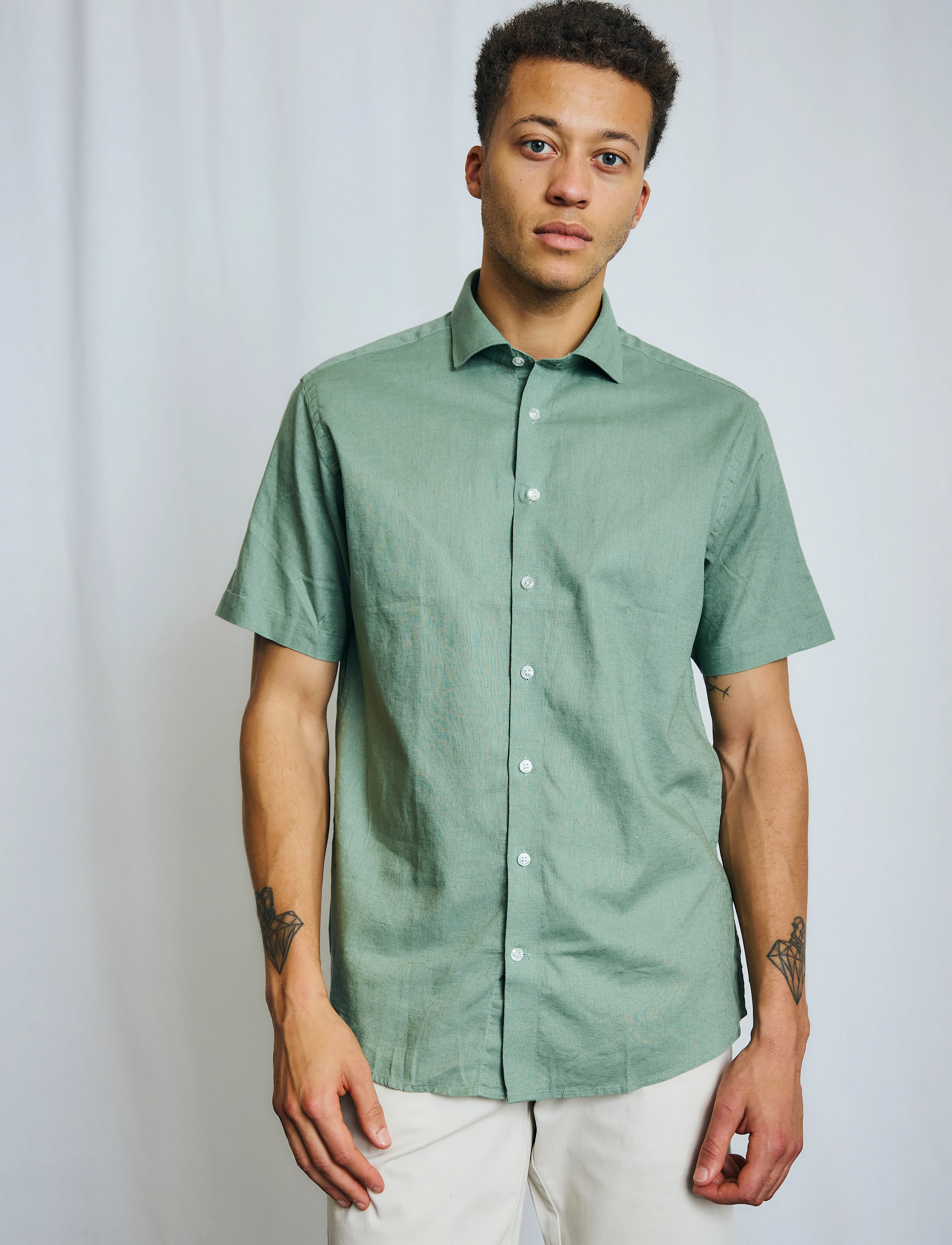 Bruun & Stengade BS Hauger Casual Modern Fit Shirt - Skjorter - GREEN / green