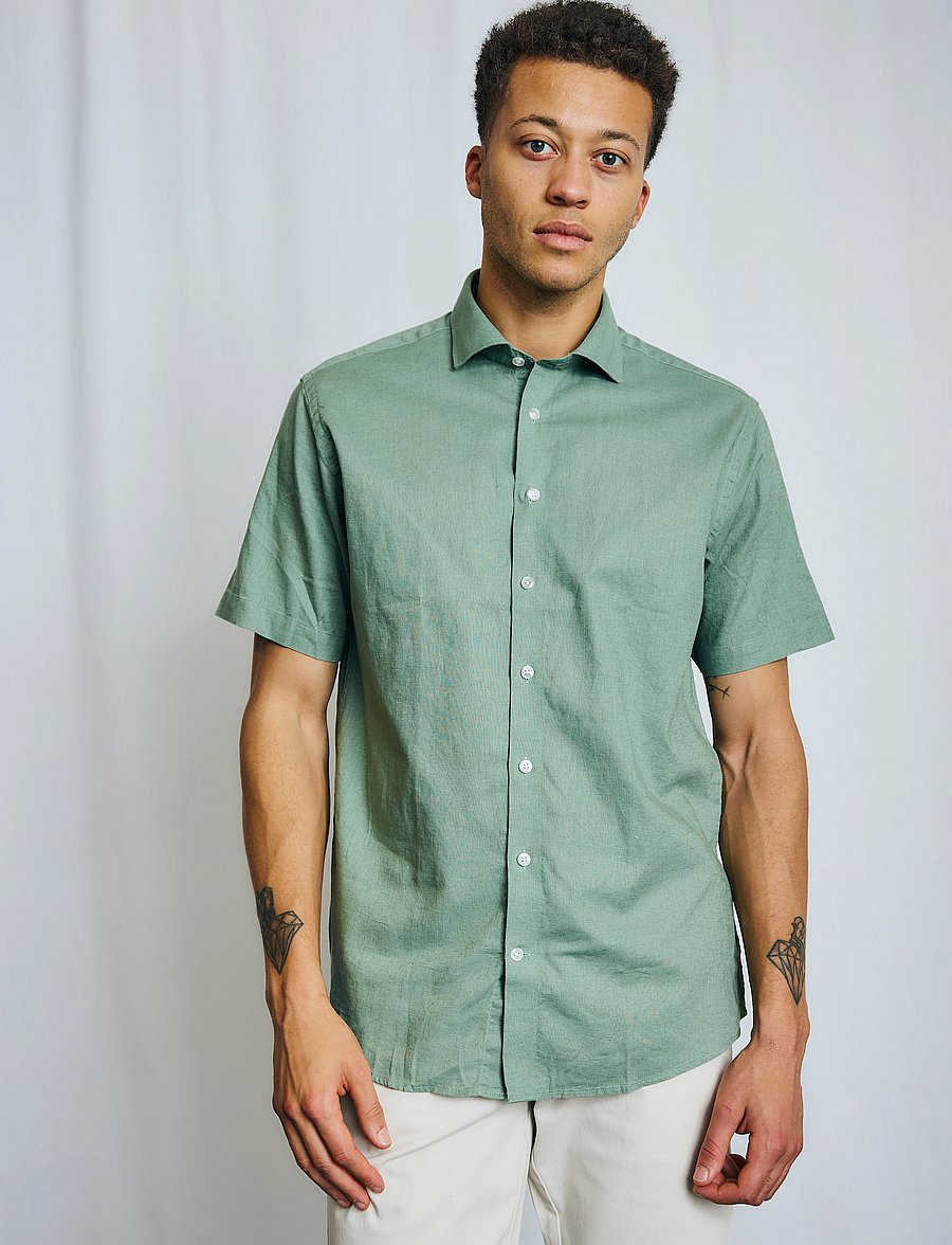 Bruun & Stengade - BS Hauger Casual Modern Fit Shirt - hørskjorter - green - 0