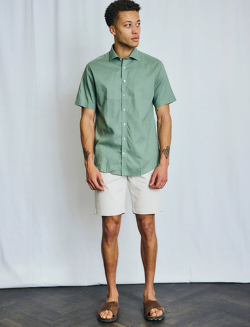 Bruun & Stengade - BS Hauger Casual Modern Fit Shirt - hørskjorter - green - 4