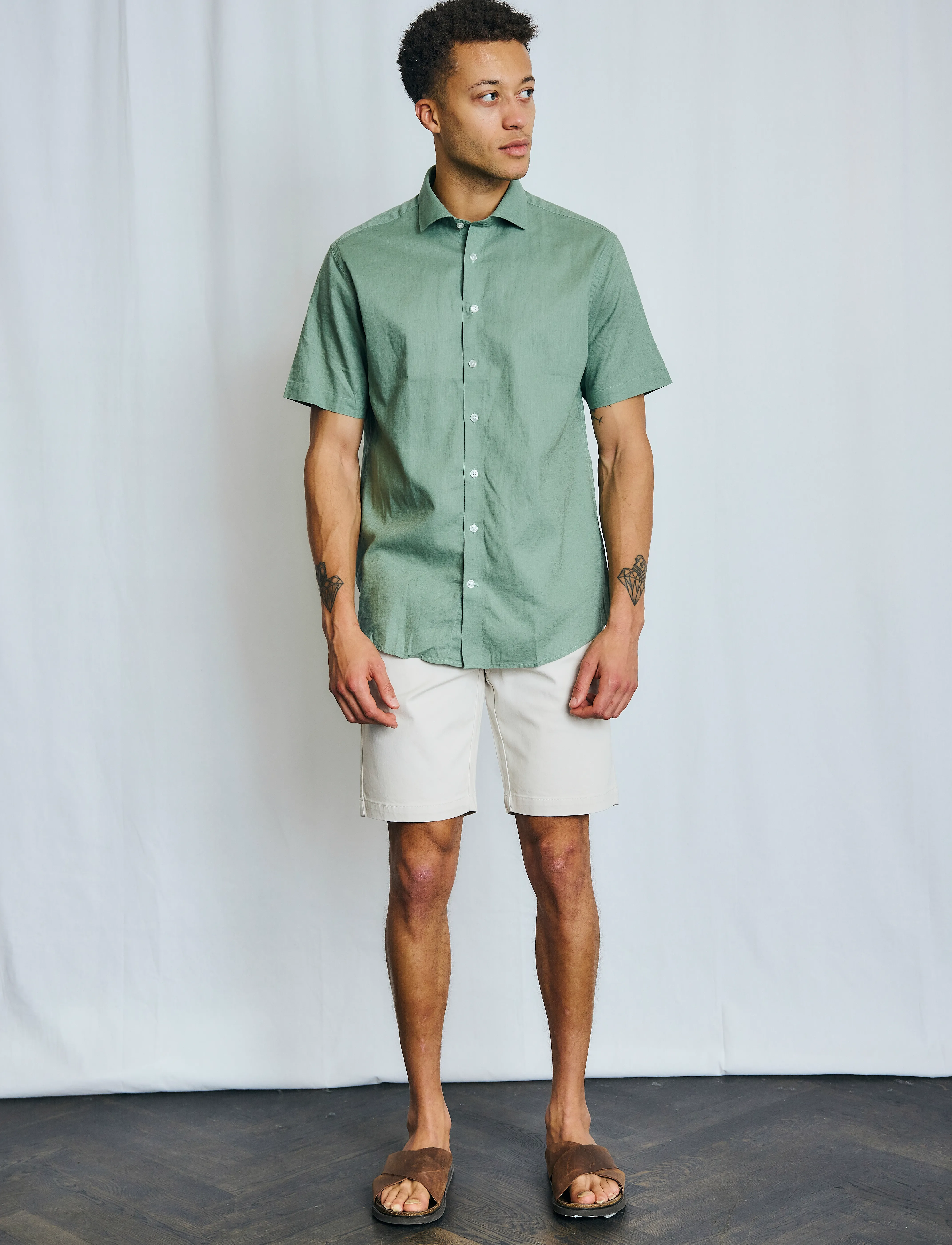 Bruun & Stengade - BS Hauger Casual Modern Fit Shirt - leinenhemden - green - 4